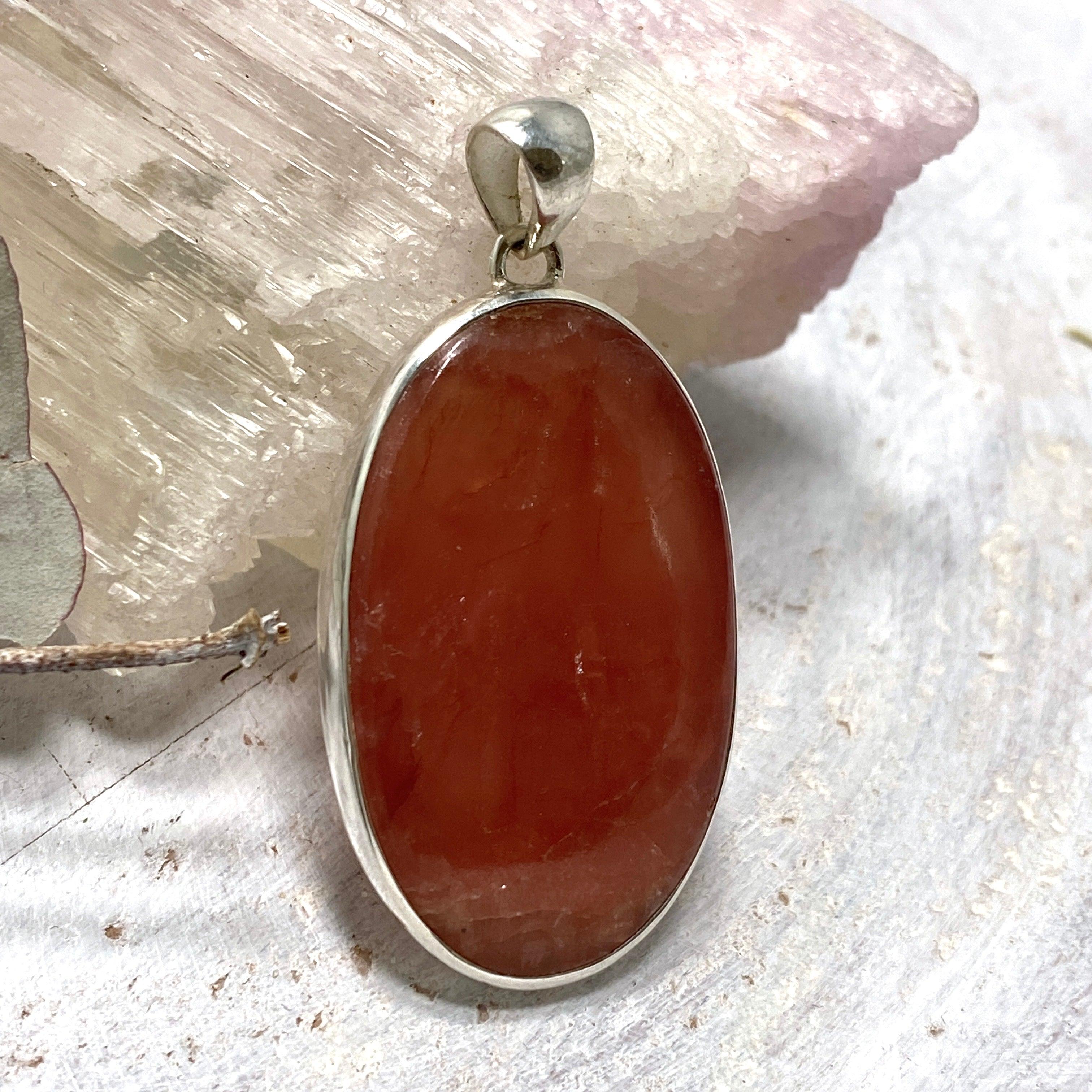 Rhodochrosite Oval Pendant Necklace KPGJ3236 - Elegant Gemstone Jewelry for Women, Gift for Her, Perfect for Parties & Special Occasions