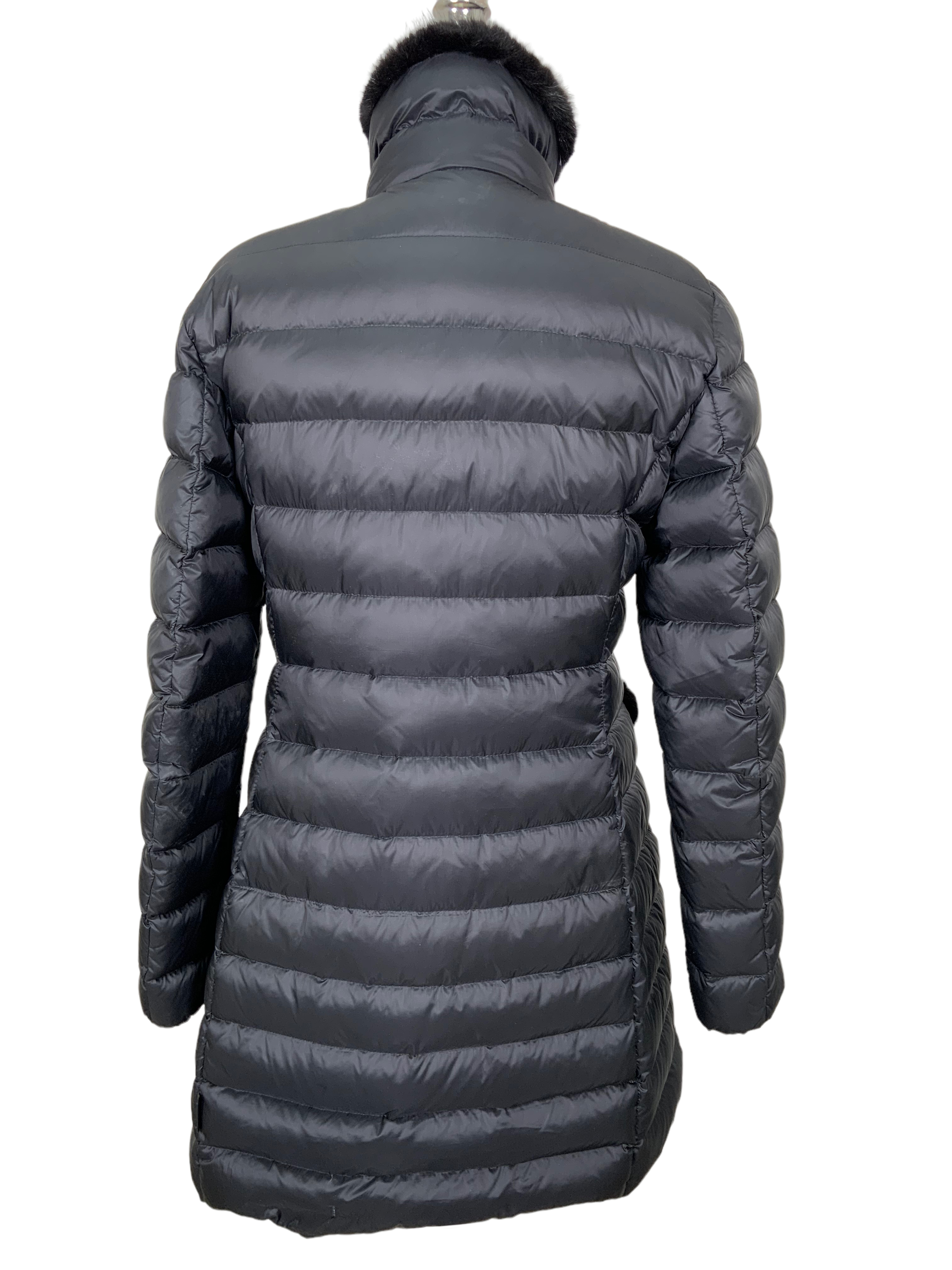 MONCLER Quilted Nylon Puffer Jacket with Fur Trim - Size L for Women | Winter Coat for Cold Weather, Skiing & Outdoor Activities
