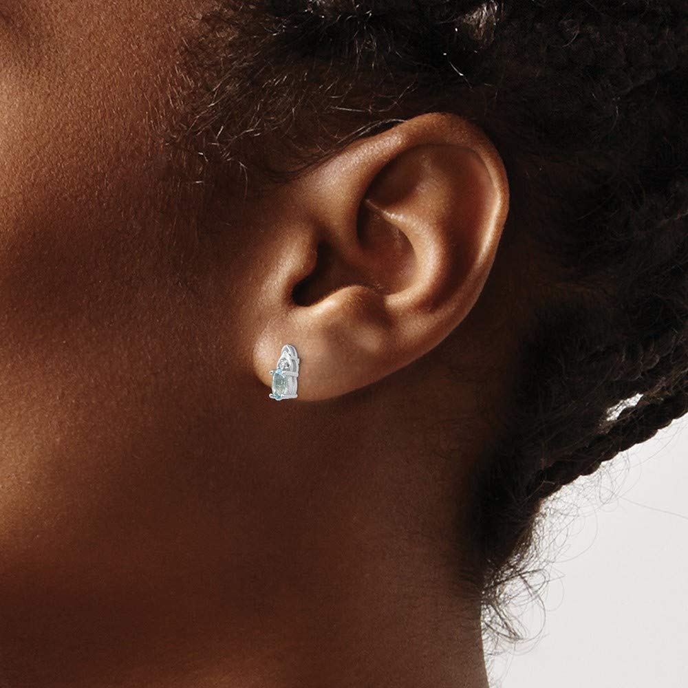 14K White Gold Aquamarine and Diamond Stud Earrings for Women - Elegant Fine Jewelry Gift for Her - Perfect for Weddings, Anniversaries & Special Occasions