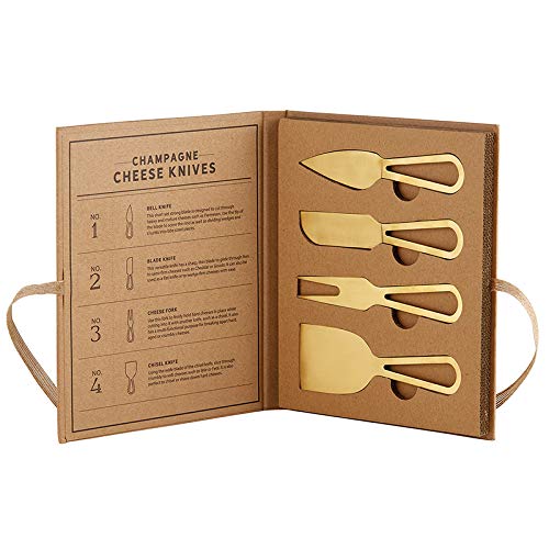 Santa Barbara Design Studio Champagne Gold Cheese Knives Set - Elegant Stainless Steel Cheese Slicer for Parties, Weddings & Charcuterie Boards - Perfect for Entertaining & Gourmet Cheese Tasting