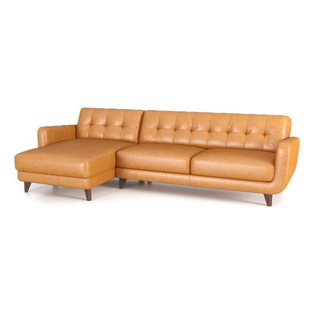 Premium ASHCROFT Davis Modern Living Room Leather Corner Sectional Sofa - Brown Genuine Leather Couch for Contemporary Home & Lounge Comfort