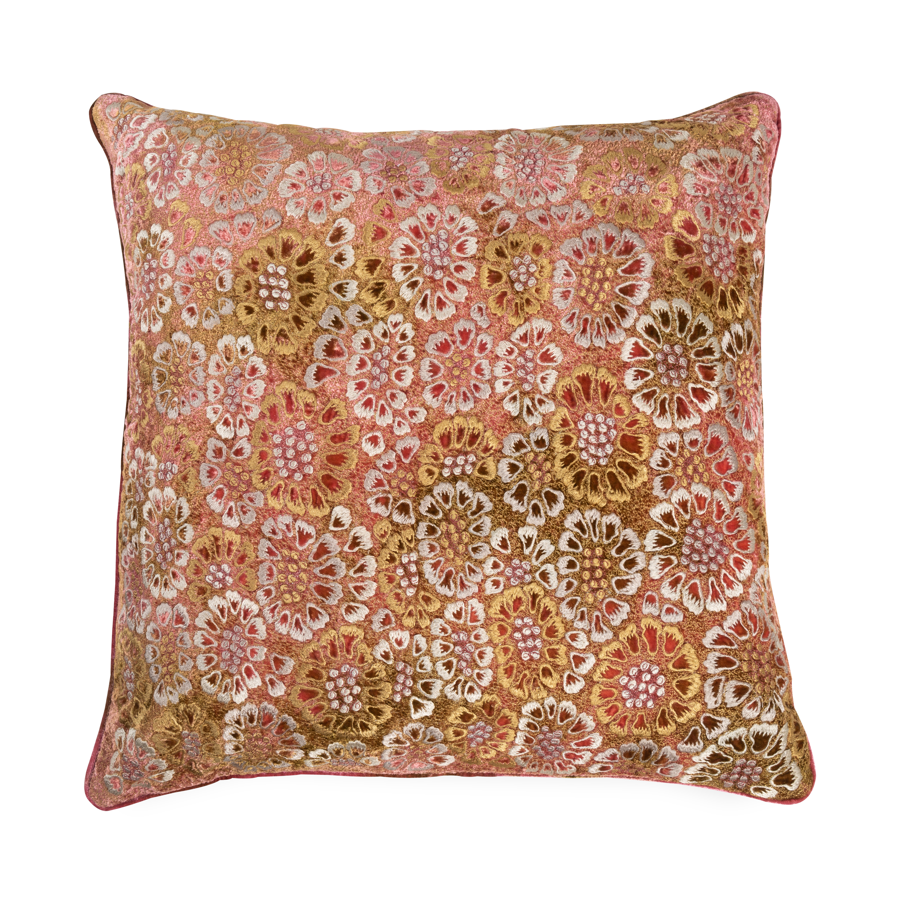 Annie Embroidered Decorative Throw Pillow Cover - Boho Chic Home Decor for Sofa, Bed & Couch - 18x18 Inch Cotton Linen Blend Pillow Case with Floral Embroidery