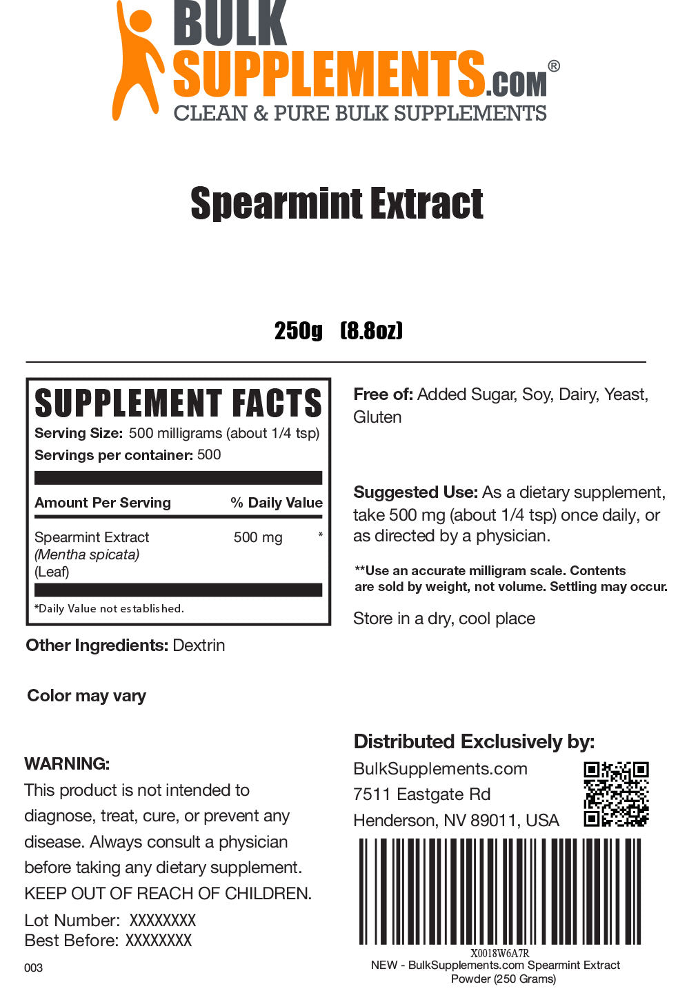 Organic Spearmint Extract Powder - 100% Pure, Natural Mint Flavor for Cooking, Baking & Tea - Vegan, Non-GMO, Gluten-Free - Perfect for Smoothies, Desserts & Herbal Remedies