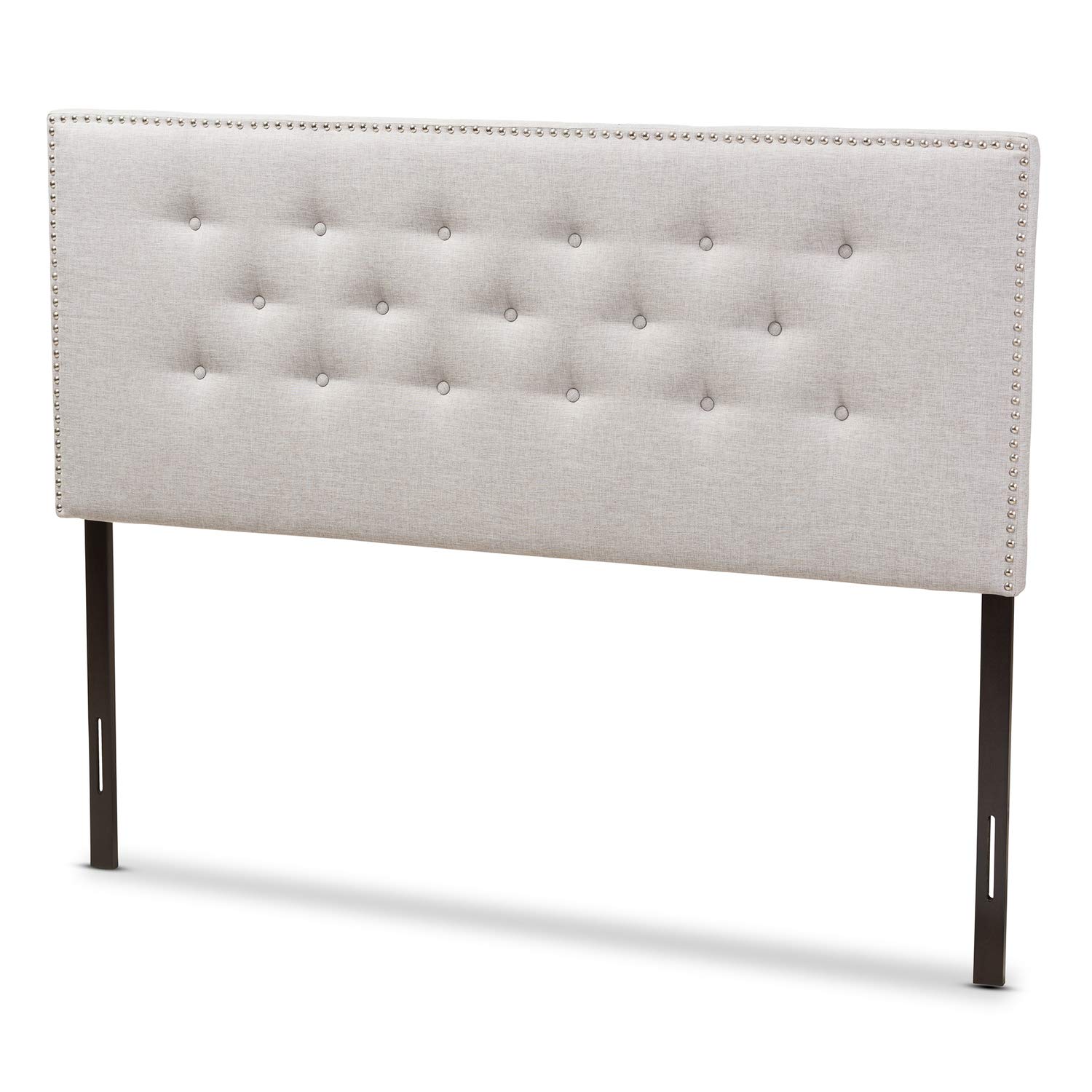 Baxton Studio Windsor Modern Grey Beige Fabric Upholstered Queen Size Headboard - 100% Polyester Foam Padding - Contemporary Bedroom Decor for Master Bedroom & Guest Room
