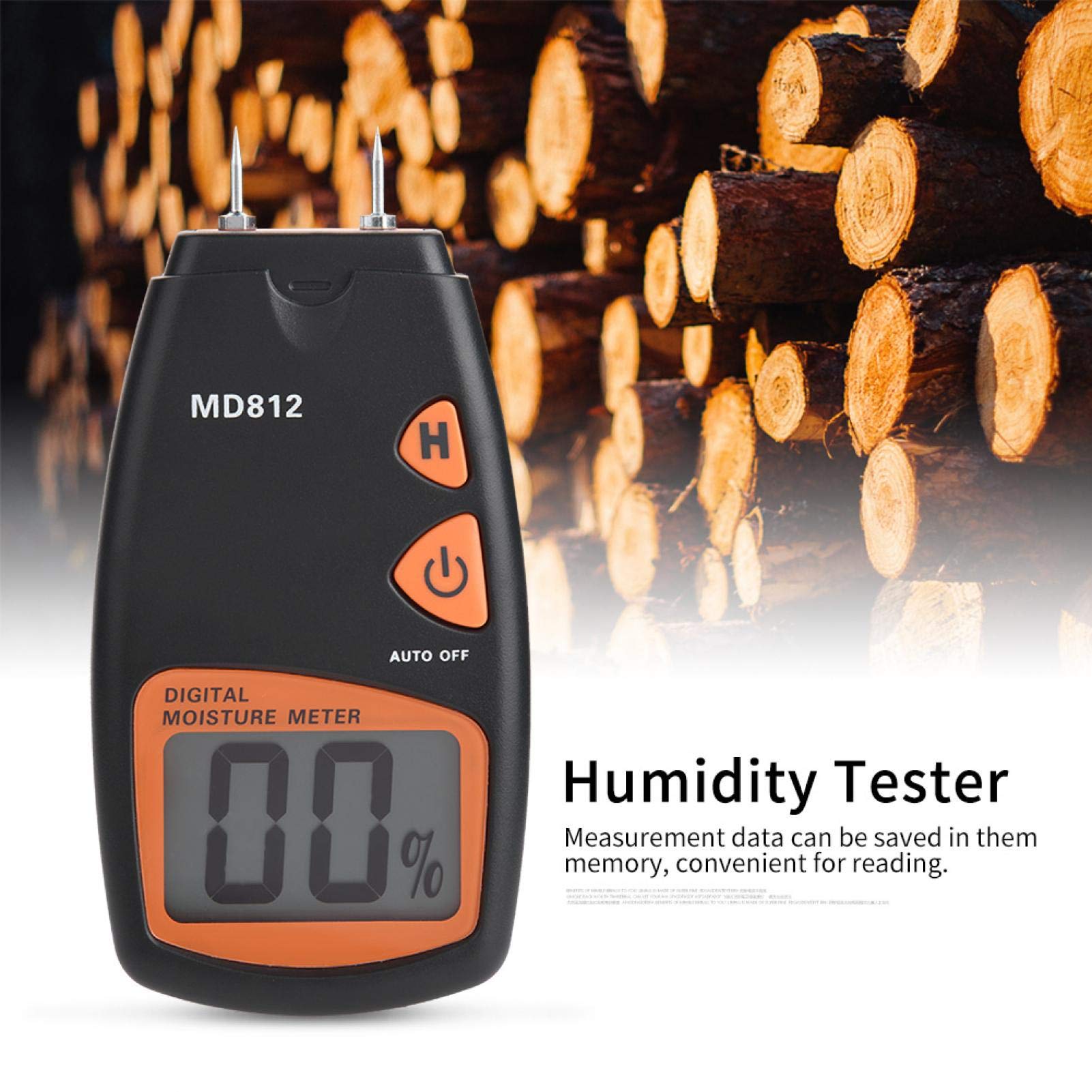 2 Pin Digital Wood Moisture Meter MD812 - Handheld LCD Damp Detector Tester for Wood, Drywall, Paper - Perfect for Carpentry, Flooring & Home Inspection