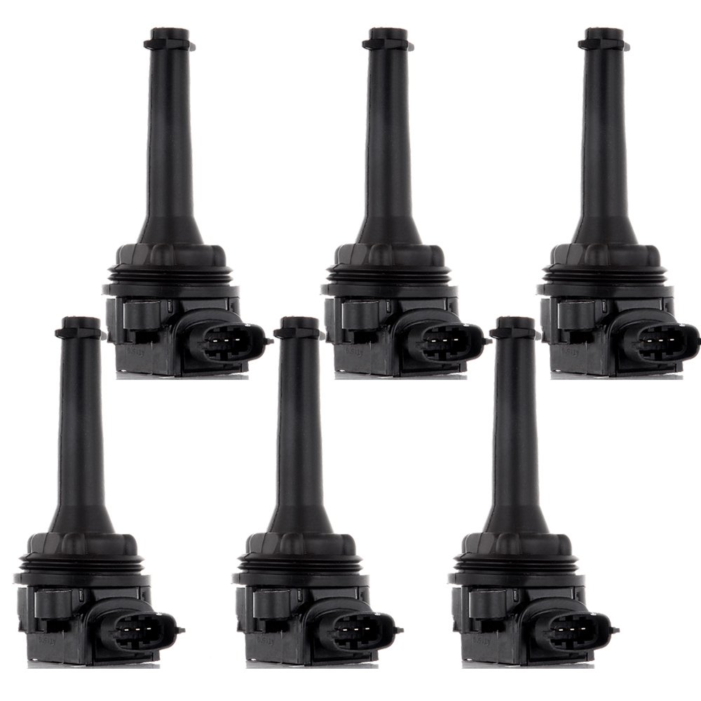 6-Pack Ignition Coil Set Compatible with Volvo C70/S60/S70/S80/V70/XC70/XC90 (1999-2009) - Direct Replacement for OE UF341 5C1320 - Perfect for Engine Performance & Tune-Up Maintenance