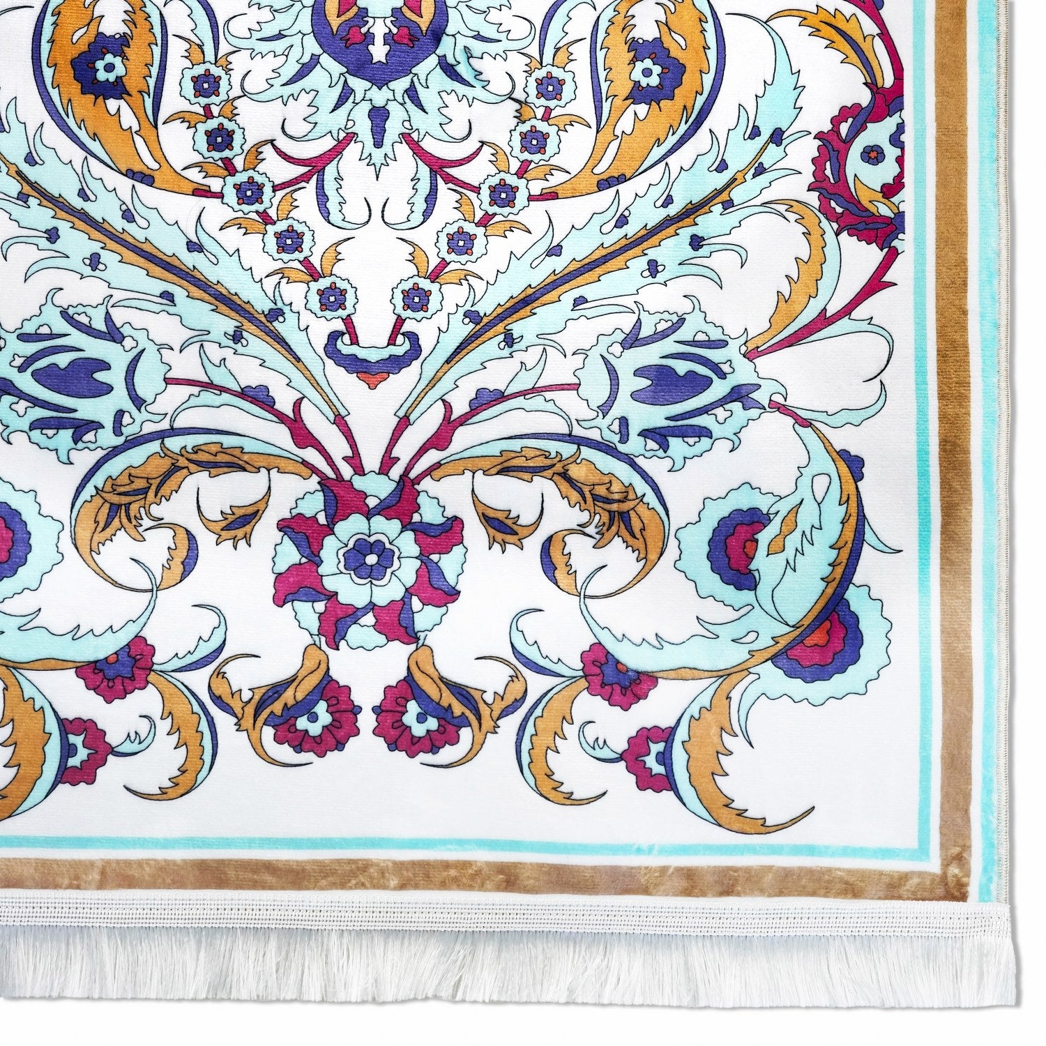 Premium Pastel Floral & Aqua Islamic Prayer Rug - Soft Non-Slip Muslim Prayer Mat for Home, Mosque & Travel - Perfect for Daily Salah & Ramadan Worship