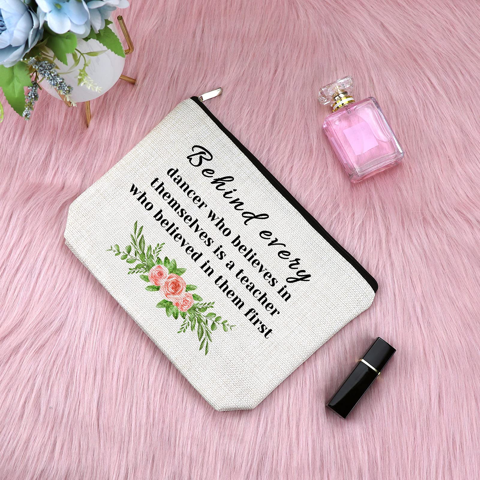 **Sfodiary Best Dance Teacher Gift - Elegant Makeup Bag for Women, Thank You Gift for Her, Birthday Gift for Friend, Cosmetic Bag, Retirement Gift, Christmas Gift, Travel Cosmetic Pouch - Perfect for Dance Classes, Travel & Daily Use**