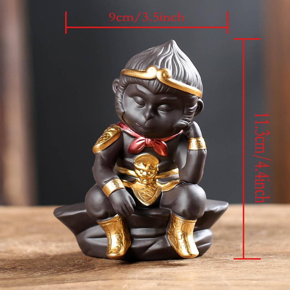 Handmade Chinese Zisha Clay Monkey King Tea Pet Figurine - Unique Water Tea Tray Companion for Kungfu Tea Ceremony | Perfect Gift for Tea Lovers | Enhance Your Tea Brewing Experience at Home or Office