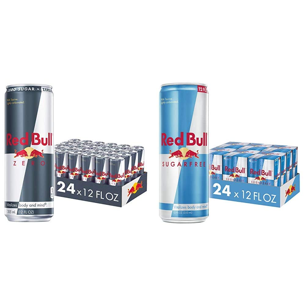 Red Bull Energy Drink Zero Sugar & Sugar Free - 24 Pack (48 Cans Total) | Low Calorie Caffeine Boost for Workouts, Gaming & All-Nighters