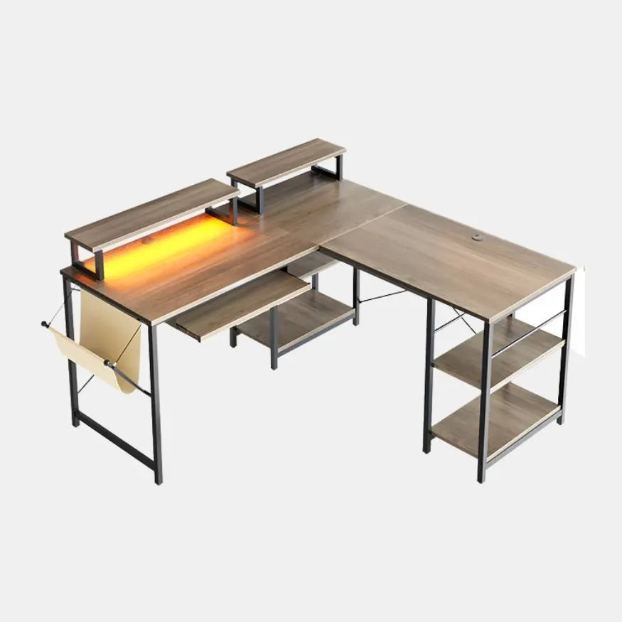 Bestier L-Shaped Computer Desk with Keyboard Tray - Ergonomic Home Office Desk for Gaming & Work - Perfect for Small Spaces & Corner Setups