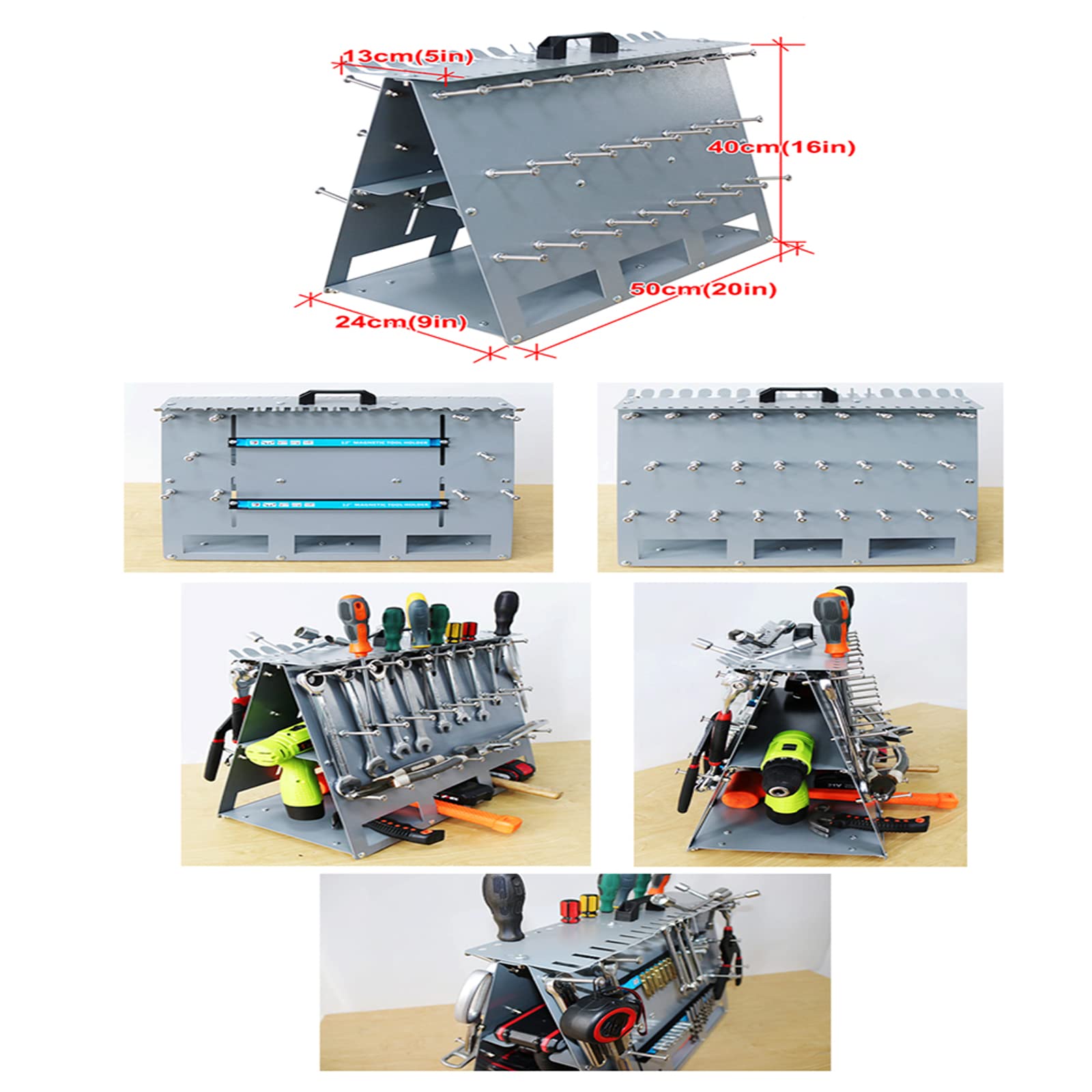 INTSUPERMAI Tool Organizer Rack - Desktop Tool Storage with Charging Station for Drills & Accessories | Perfect for Workshop, Garage & DIY Projects