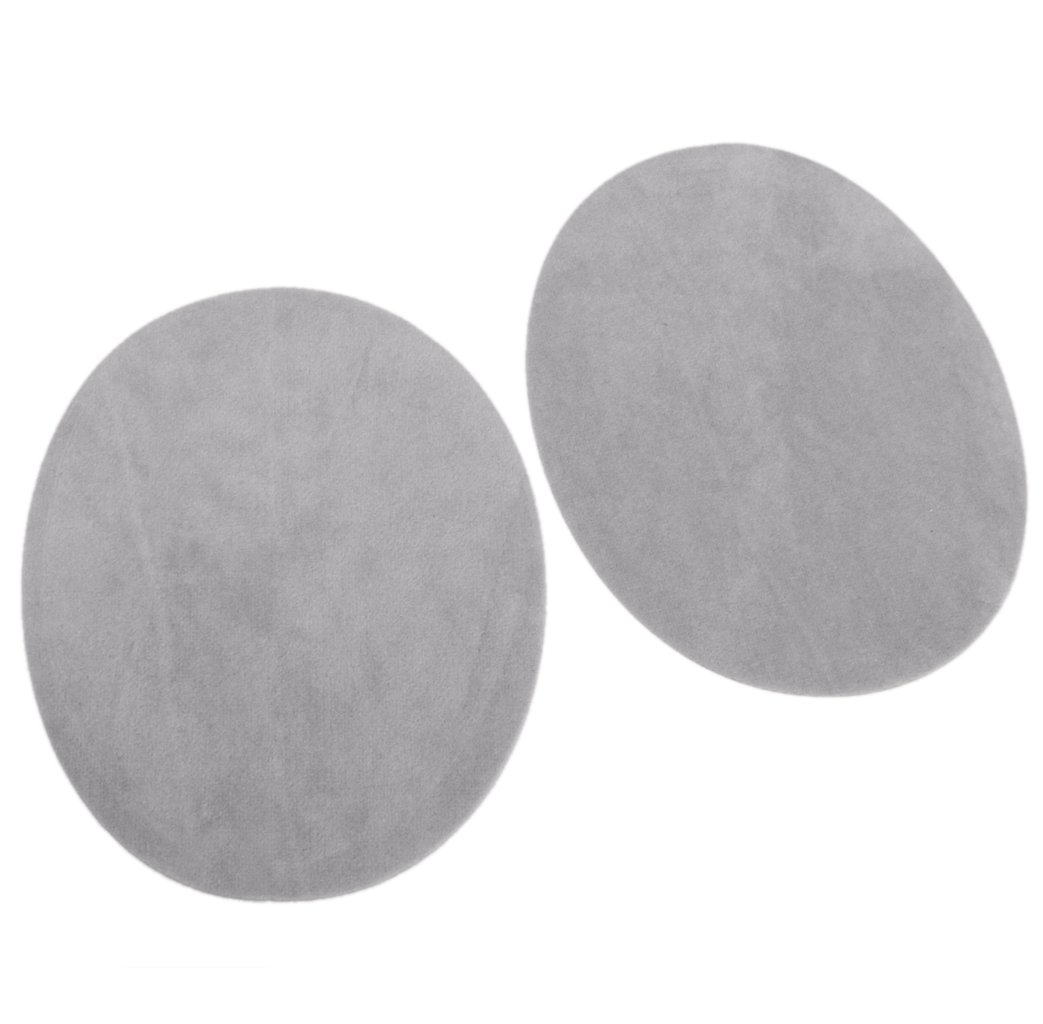 1 Pair Oval Flocking Iron-On Elbow Knee Patches (Light Grey) - Durable Fabric Repair for Jeans, Jackets & Workwear - Perfect for DIY Clothing Upgrades & Costume Design