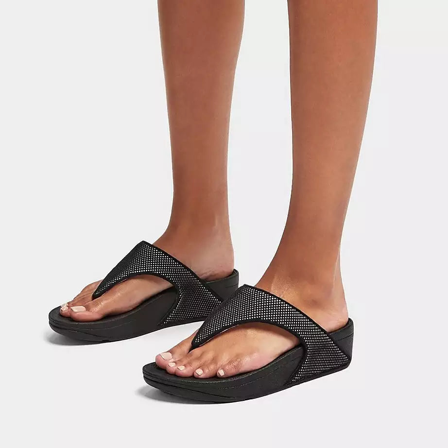 FITFLOP LULU Water-Resistant Toe Post Sandals for Women - Comfortable Beach & Pool Slides - Perfect for Summer, Travel, and Casual Wear