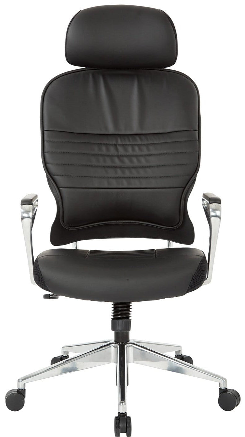 Office Star Black Bonded Leather Managers Chair with Headrest - Ergonomic Executive Office Chair for Home & Business Workspaces