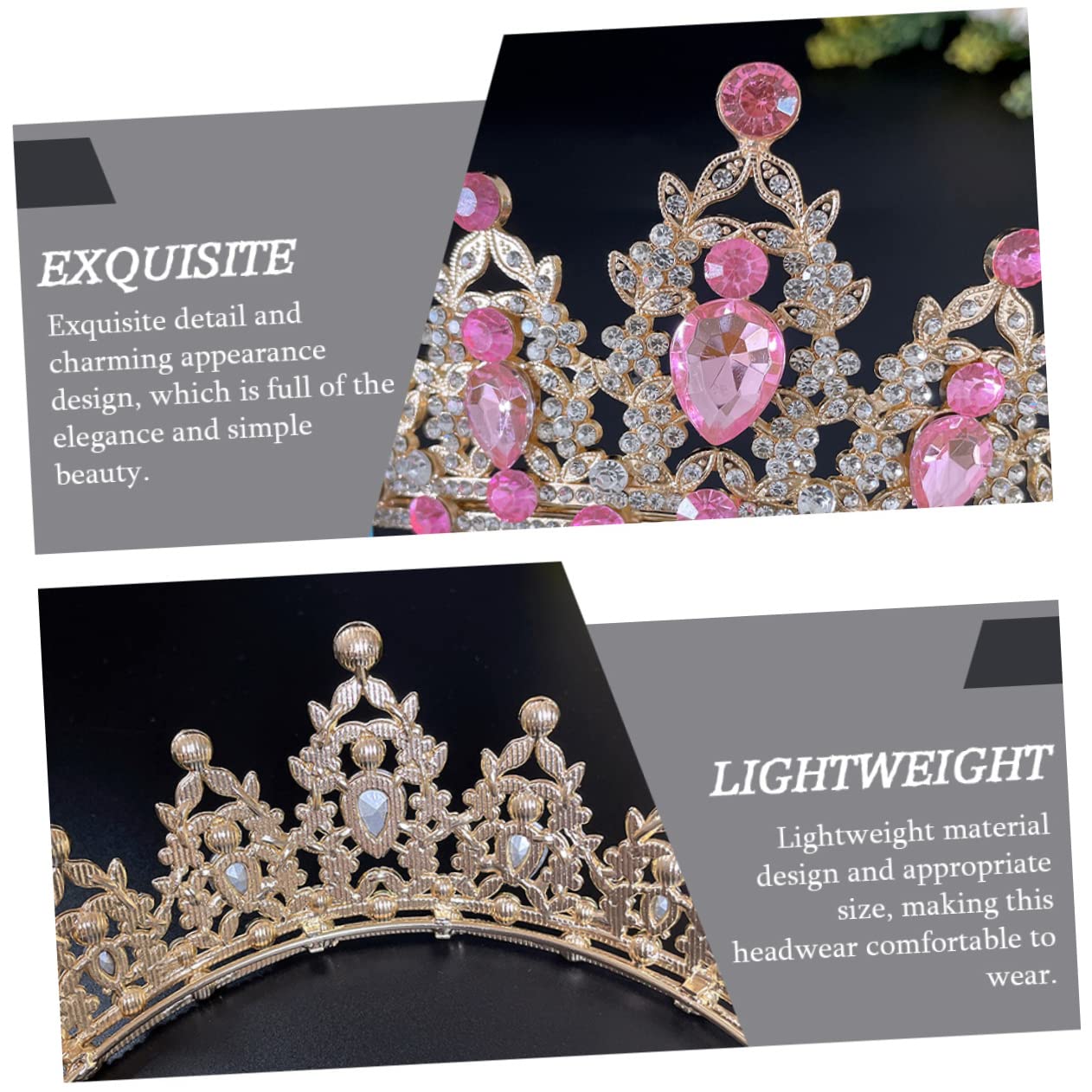 2pcs Elegant Rhinestone Tiara Crown Headpiece for Women - Wedding, Birthday, Bridal Hair Accessories - Goddess Headdress for Princess Bride, Party & Special Occasions
