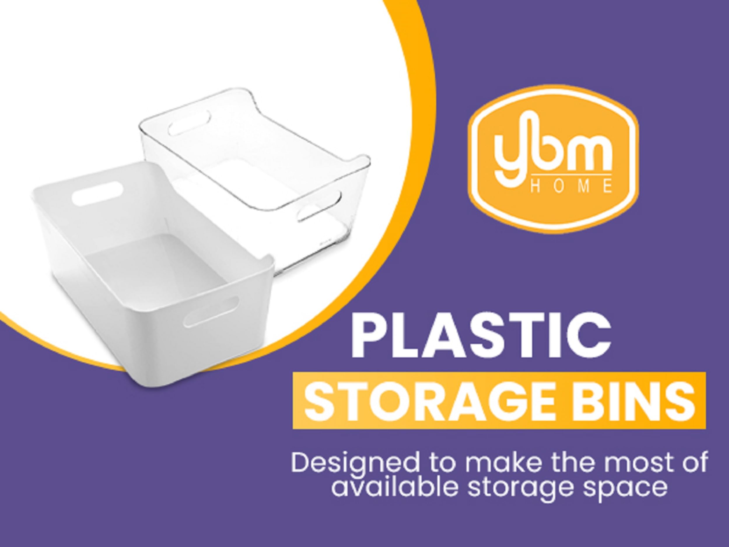 YBM HOME Plastic Storage Bins - Small White Open Organizer Baskets for Kitchen Pantry, Bathroom Under Sink, Toys & Food Storage | Space-Saving Home Organization Solution