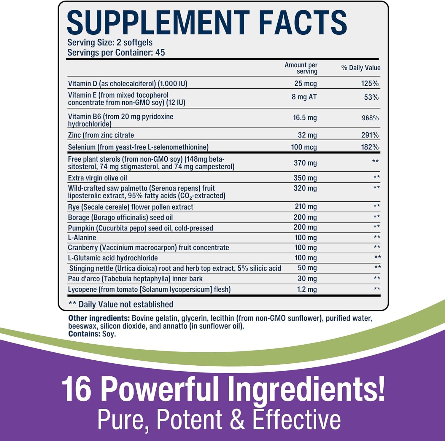 New Roots Prostate Support Supplement - 60 Softgels with Saw Palmetto, Plant Sterols & 16 Herbal Ingredients for Urinary Health | Supports Weak Urine Flow & Frequent Urination Relief | Natural Men's Wellness Formula with Borage Oil, Selenium, Vitamins & Zinc | Ideal for Active Lifestyles & Aging Support