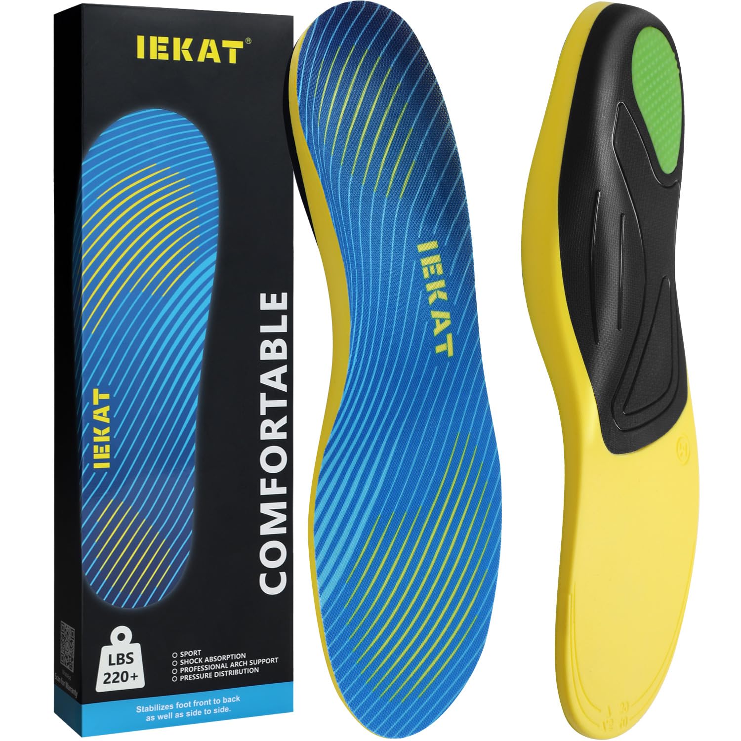 Orthotic Insoles for Plantar Fasciitis Pain Relief - High Arch Support & Shock Absorption Athletic Shoe Inserts - Men & Women Sports Insoles for Running, Walking & Workout Comfort