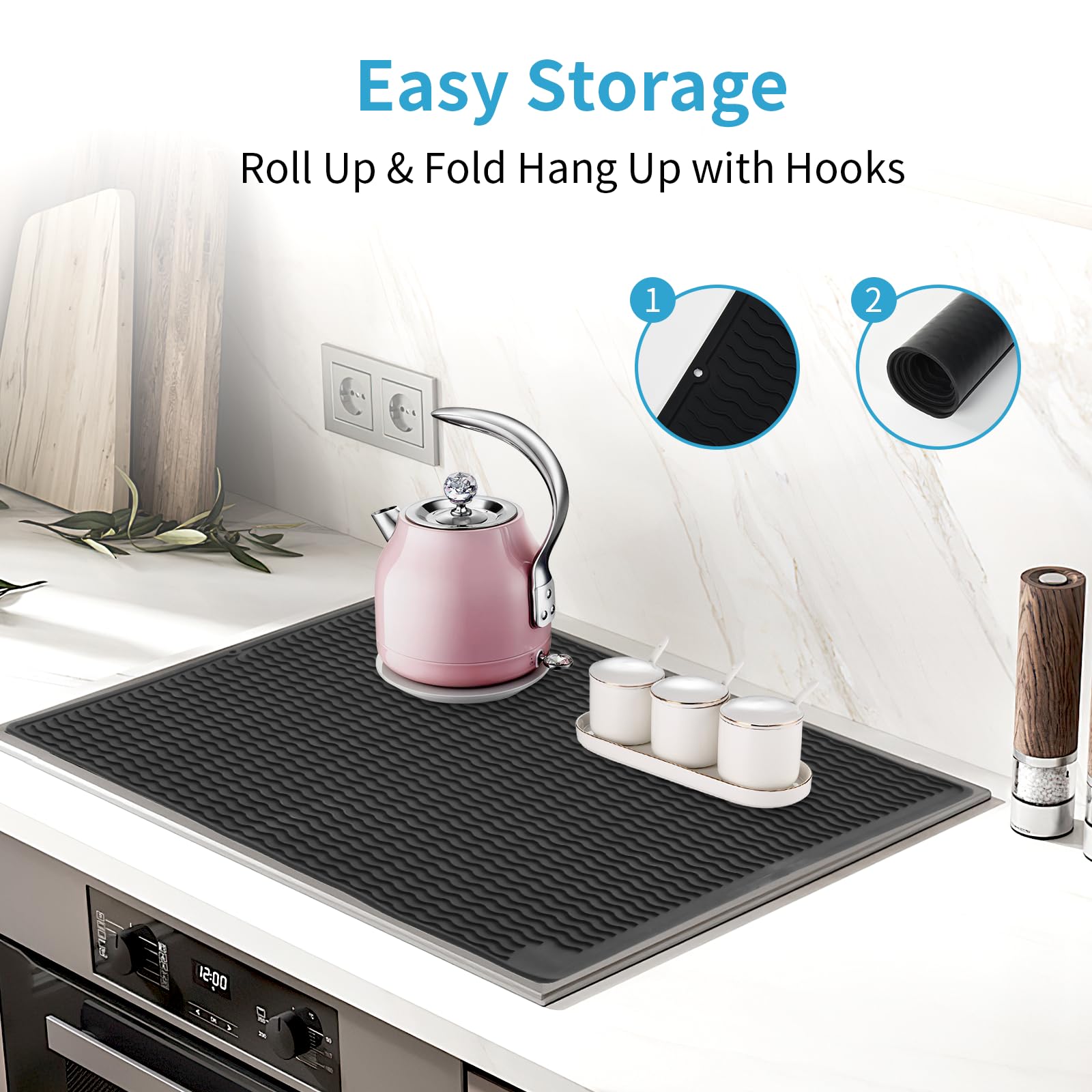 **OTraki 28 x 20 Inch Silicone Stove Top Cover – Heat-Resistant Electric & Induction Cooktop Mat, Washable Kitchen Counter Protector – Perfect for Cooking, Dish Drying & Countertop Protection**