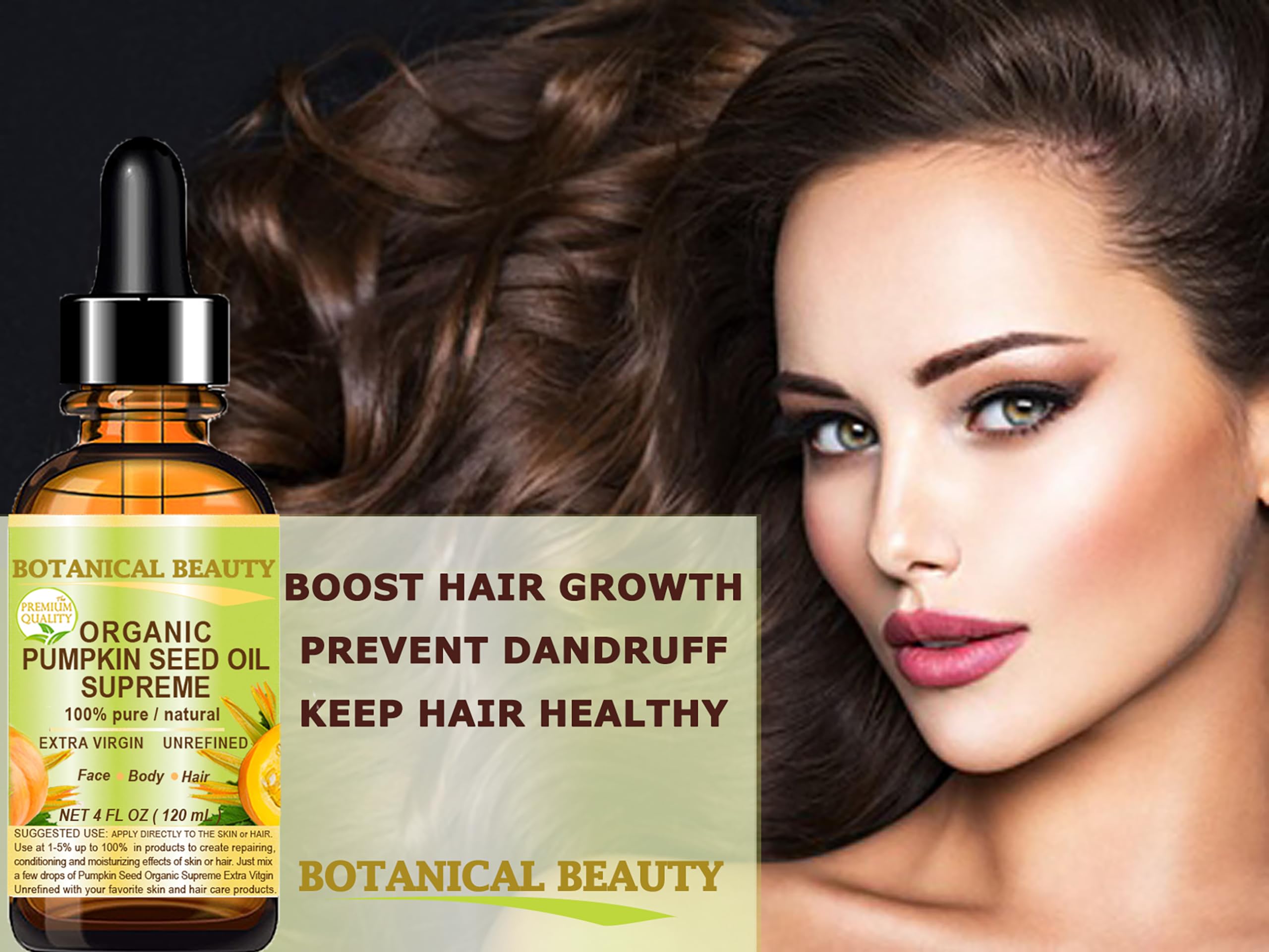 Organic Pumpkin Seed Oil 100% Pure Extra Virgin Unrefined Cold Pressed - Natural Carrier Oil for Skin, Hair & Nail Care - 4 Fl Oz (120ml) - Perfect for DIY Beauty Recipes, Massage & Aromatherapy