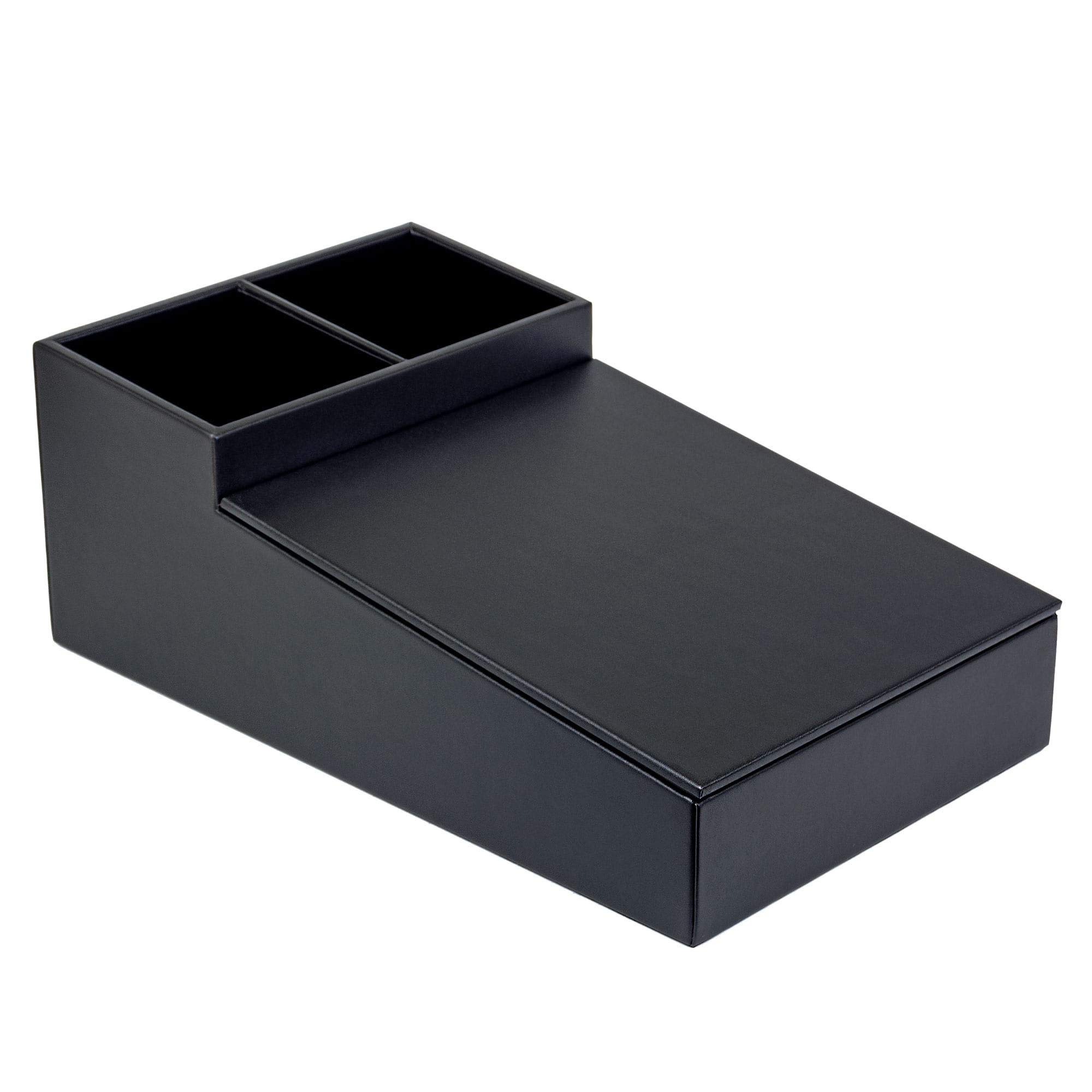Premium Dacasso Leather Coffee Condiment Organizer - Black | Spice Rack & Kitchen Countertop Organizer for Coffee, Tea, Sugar Packets | Perfect for Home, Office & Restaurant Use