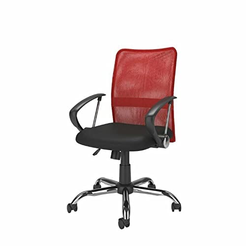 Ergonomic Office Chair with Contoured Red Mesh Back - Adjustable Height Swivel Desk Chair for Home & Gaming - Perfect for Workstations, Home Offices, and Gaming Setups