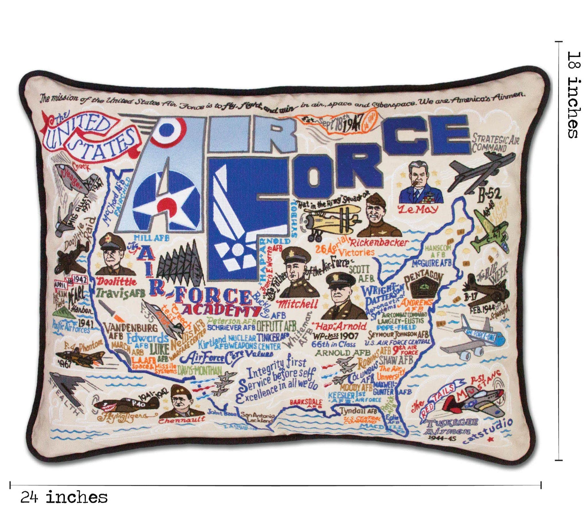 Catstudio Air Force Printed Decorative Throw Pillow - Military Inspired Home Decor for Sofa, Bed & Couch - Perfect for Living Room, Bedroom & Dorm