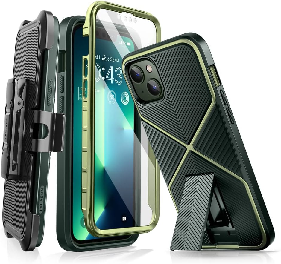 iPhone 14 Plus Case 6.7 Inch - Heavy Duty Rugged Protective Cover with Kickstand & Belt Clip - Shockproof Full Body Protection - Perfect for Outdoor, Work & Travel - Black