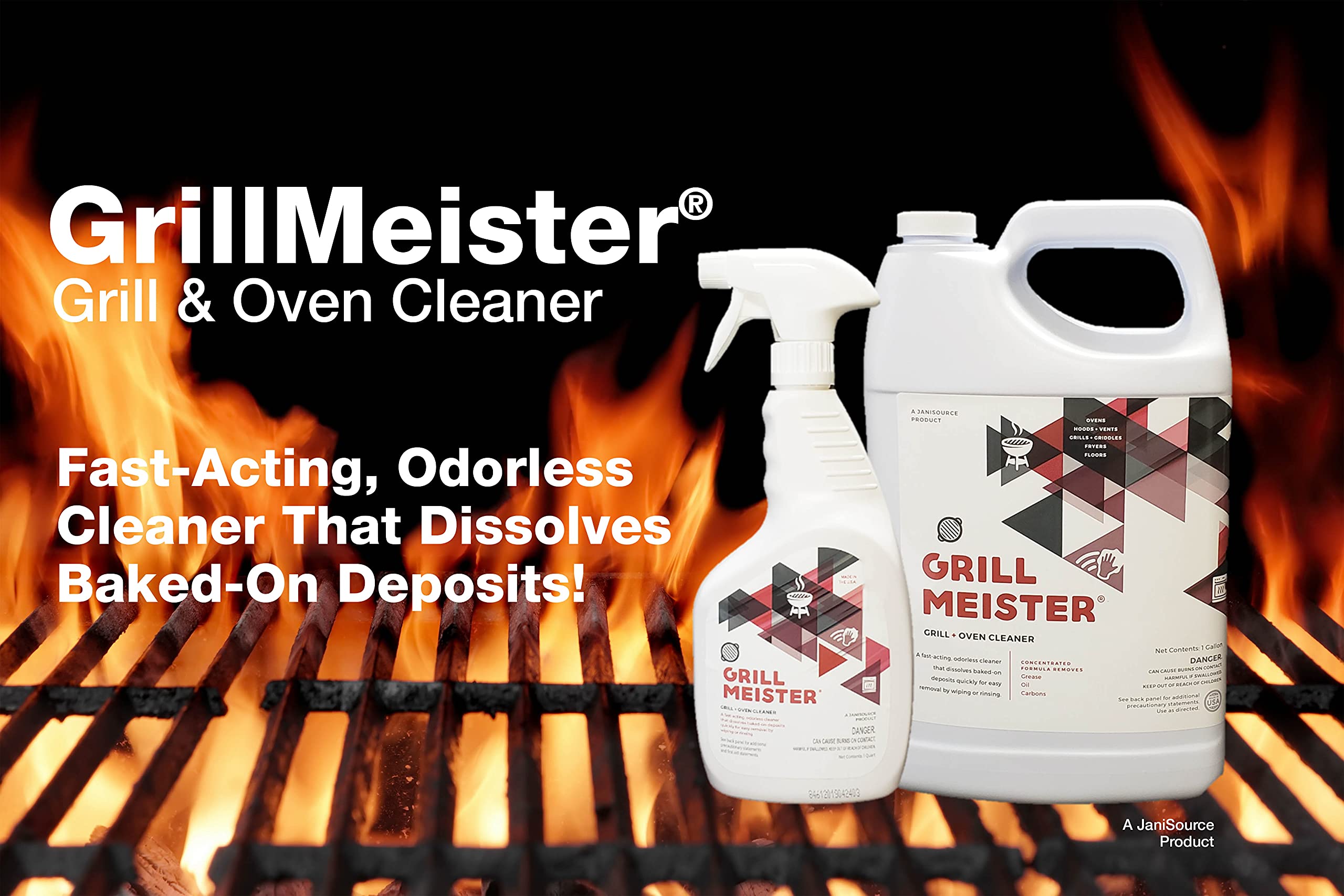 GrillMeister Heavy Duty Oven Grill Fryer Grate Cleaner & Degreaser - 1 Gallon (4 Pack) - Perfect for BBQ Grills, Ovens, Deep Fryers & Kitchen Appliances