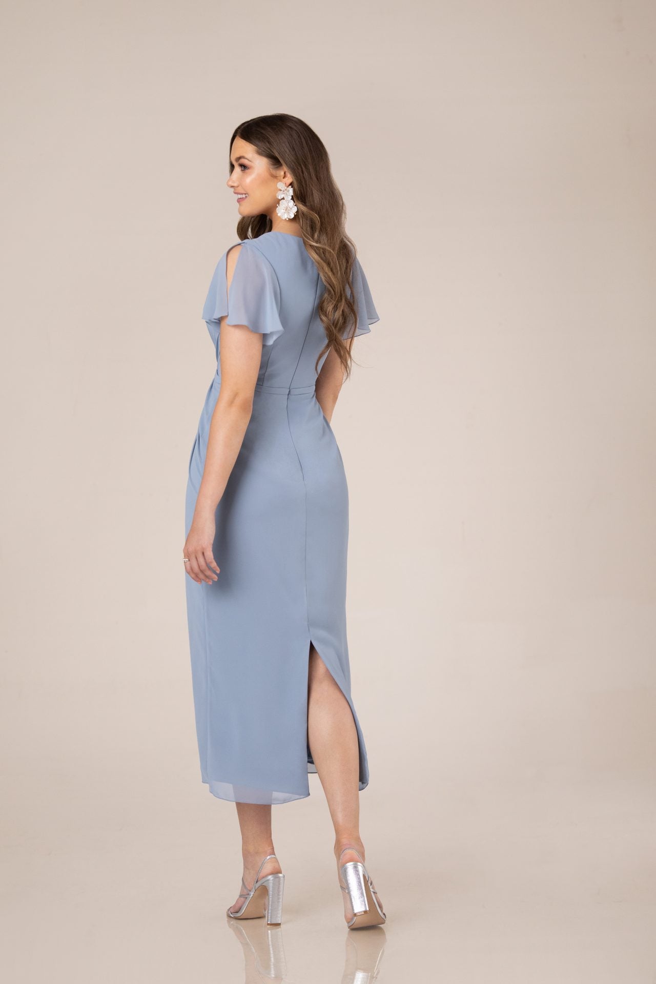 Emmie Tea Length Chiffon Dress - Elegant Flowy A-Line Formal Gown for Weddings, Prom & Special Occasions