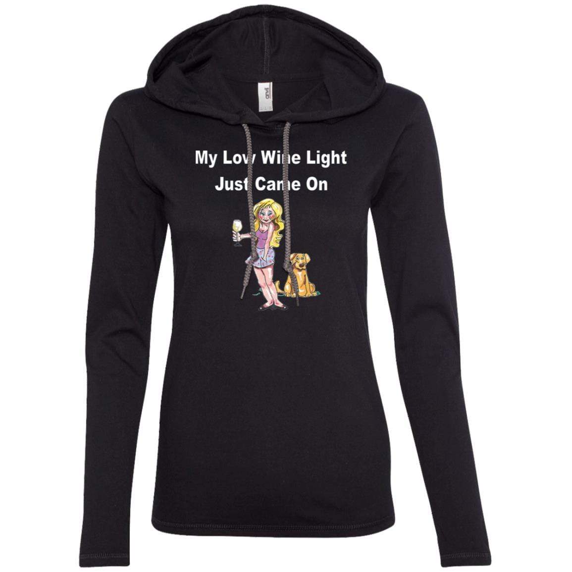 Low Wine Light Ladies Long Sleeve T-Shirt Hoodie - Funny Wine Lover Gift for Women - Perfect for Wine Tasting Parties & Casual Outings