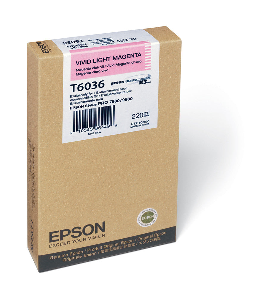 Epson T603600 7880/9880 Ink Cartridge - Vivid Light Magenta 220ml for High-Quality Photo Printing | Perfect for Professional Photography, Art Prints, and Large Format Printing