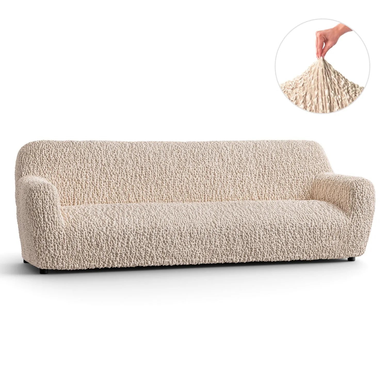 4-Seater Sofa Slipcover - Goffrato Velvet Collection | Soft Stretch Couch Cover | Living Room Furniture Protector | Perfect for Home, Office & Apartment Decor