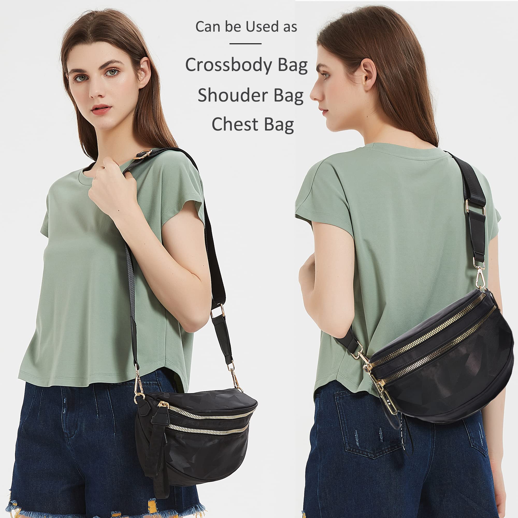 Women's Nylon Crossbody Bag - Lightweight Travel Shoulder Purse for Daily Use