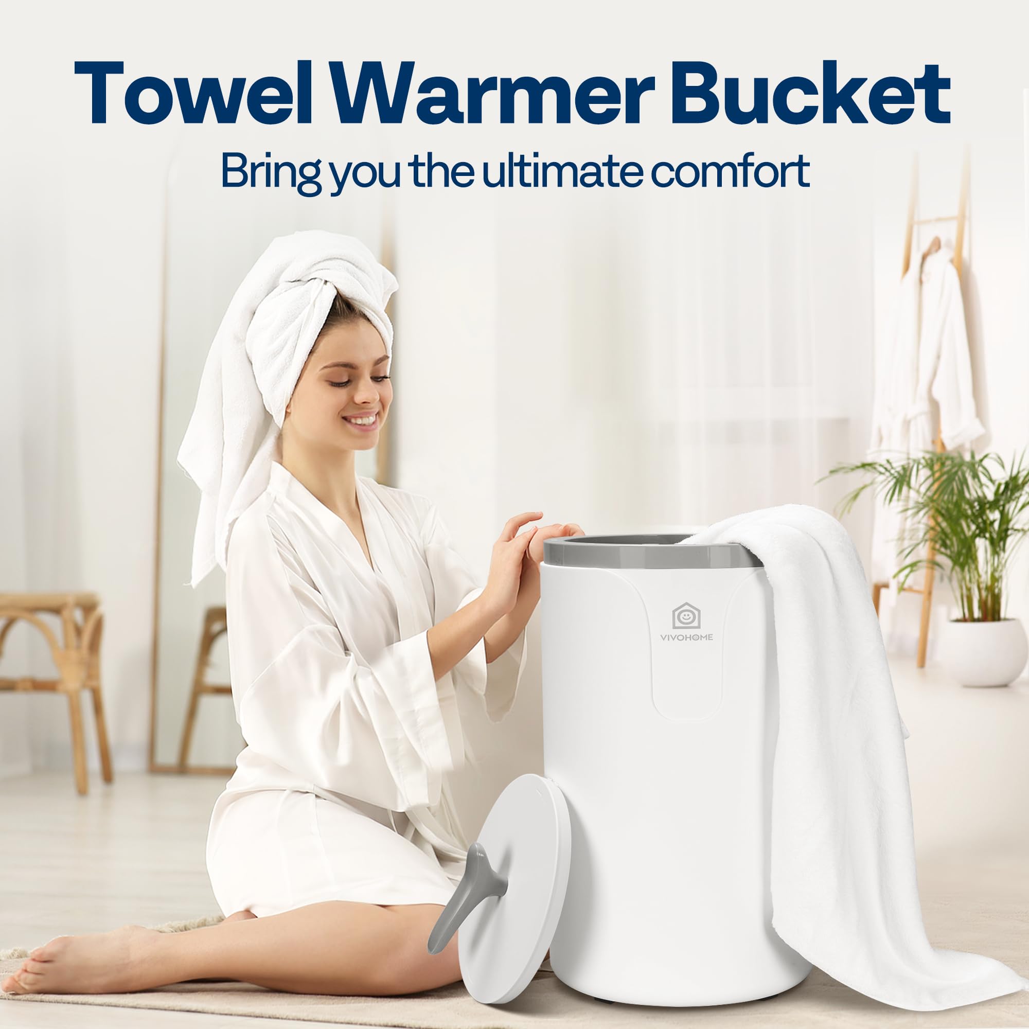 VIVOHOME 20L Large Electric Towel Warmer & Heater Bucket for Bathroom - Keep Warm Feature for Oversized Towels, Blankets & Bathrobes - Perfect for Spa, Home & Hotel Use