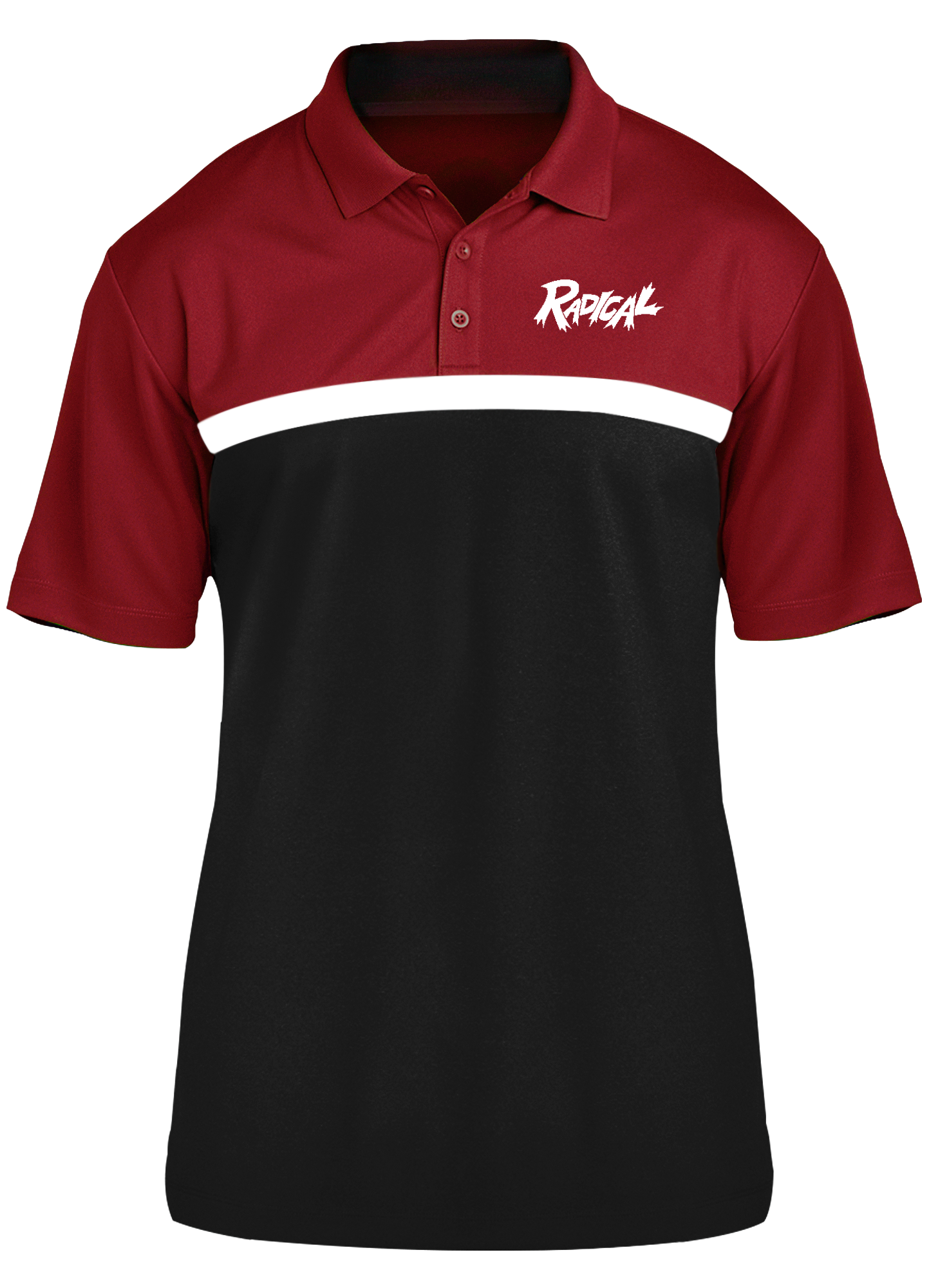 Radical Competitor Polo Shirt - Red, White & Black Colors | Men's Casual & Athletic Wear for Gym, Golf & Everyday Outfits