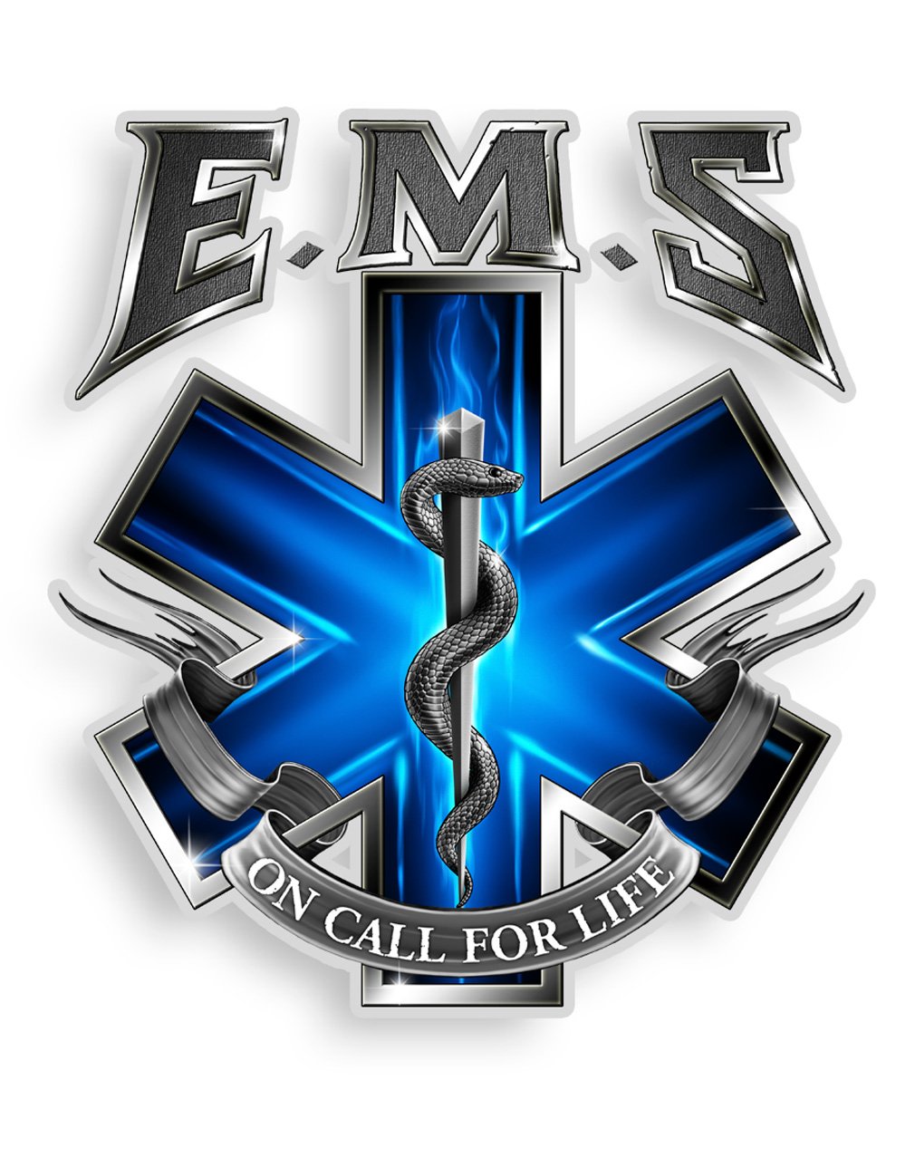 Erazor Bits First Responder Reflective Decals - EMS Sticker for Emergency Medical Services | 4in Vinyl Decal for Cars, Trucks, Laptops & Coolers | Perfect for EMTs, Paramedics & Firefighters On Duty
