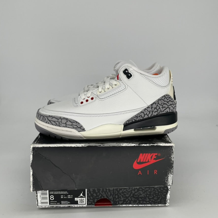 Original Air Jordan 3 White Cement Reimagined Sneakers - Men's Size 8 / Women's Size 9.5W (DN3707-100) - Authentic Retro Basketball Shoes for Streetwear & Casual Style