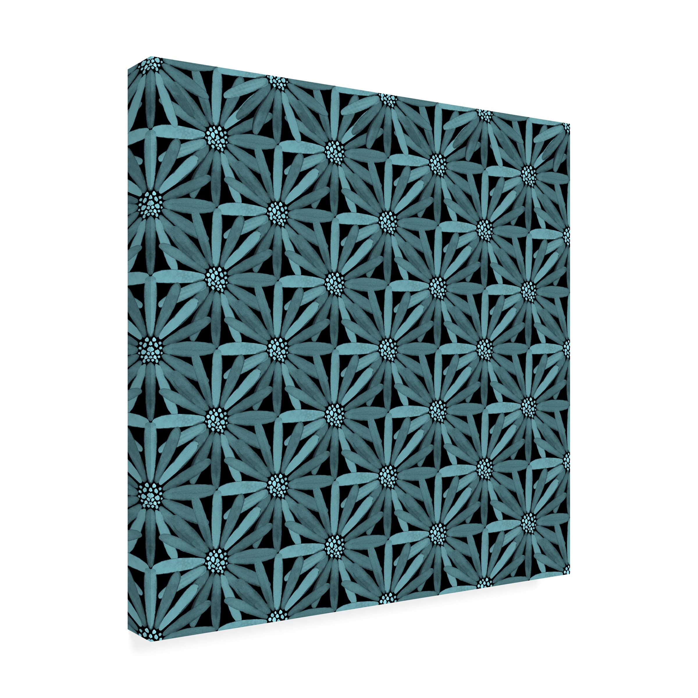 Yachal Design 'Daisy Geometric' Canvas Wall Art Print - Modern Abstract Floral Painting for Living Room, Bedroom & Office Decor