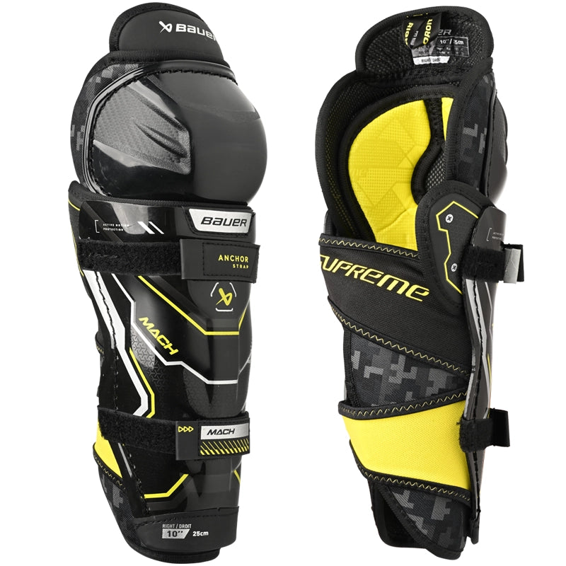 Bauer Supreme Mach Youth Hockey Shin Guards - Lightweight & Durable Protection for Ice Hockey Players - Perfect for Games & Practice
