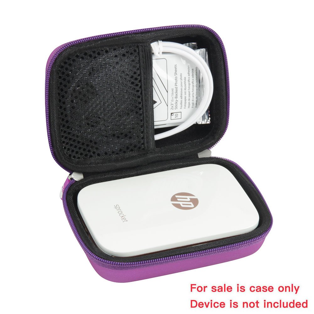 Hermitshell Hard EVA Travel Case for HP Sprocket Portable Photo Printer - Durable Protective Cover with Secure Fit, Shockproof Design - Perfect for Travel, Home Storage & Gift Giving (Purple)