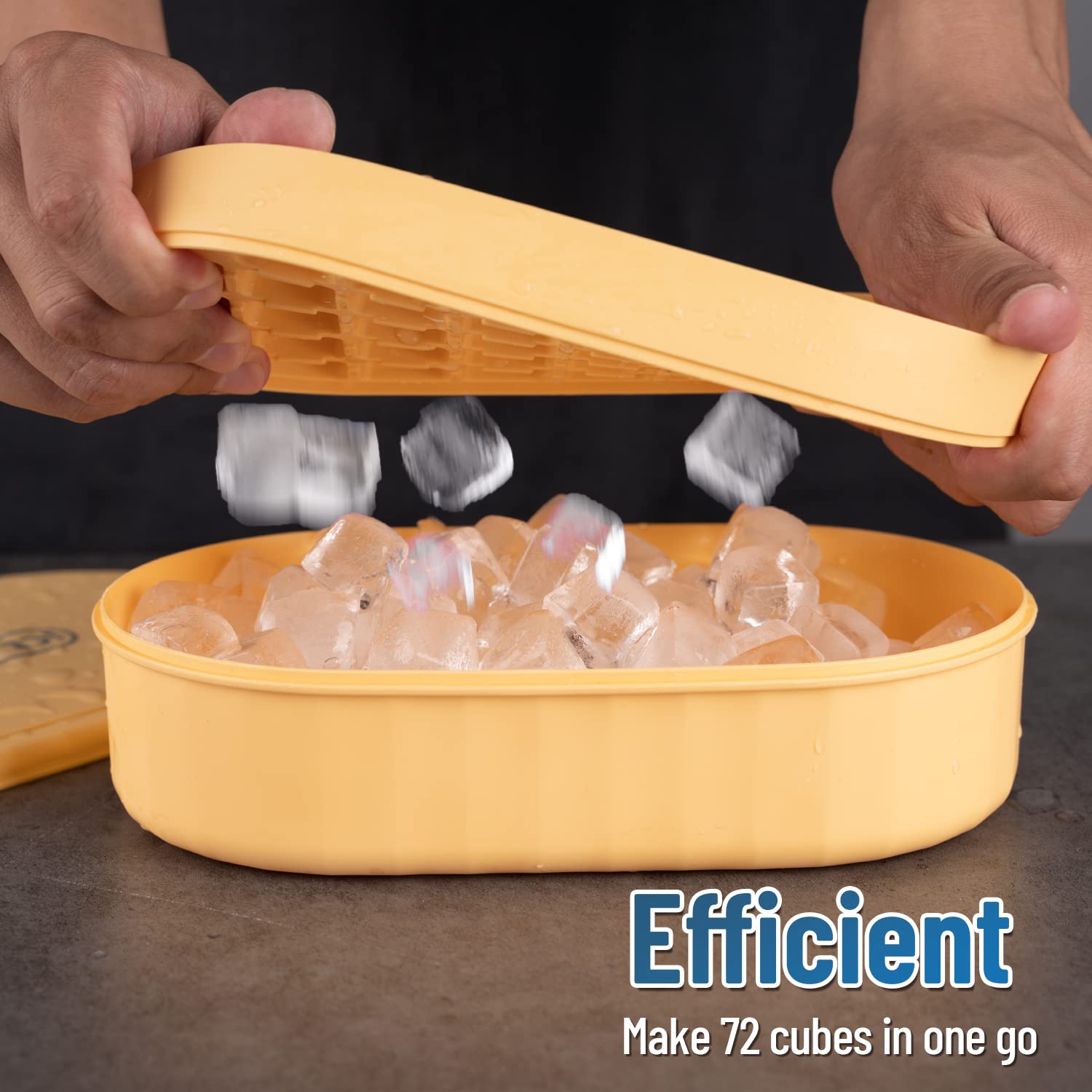 Premium BPA-Free Ice Cube Tray with Lid & Storage Bin - 2 Pack 36 Nugget Silicone Mold | Flexible, Easy Release Food Grade Ice Maker with Scoop & Cover (Orange) | Perfect for Cocktails, Smoothies & Party Drinks