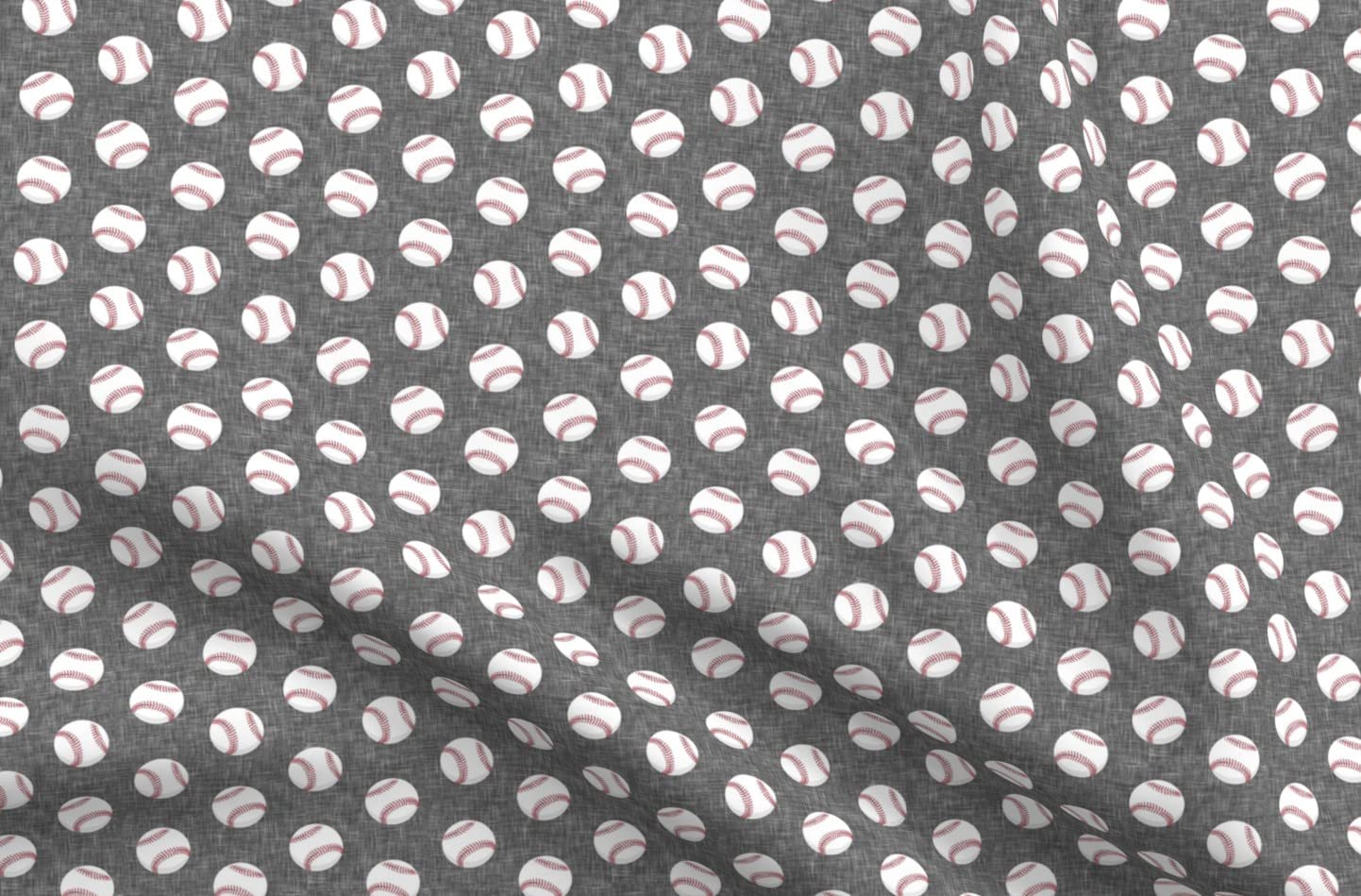 Baseball Game Printed Minky Fabric - Trendy Gray Baseballs Sports Design for Sewing Baby Blankets, Quilt Backing & Plush Projects - Soft Fat Quarter Fabric for DIY Crafts & Home Decor