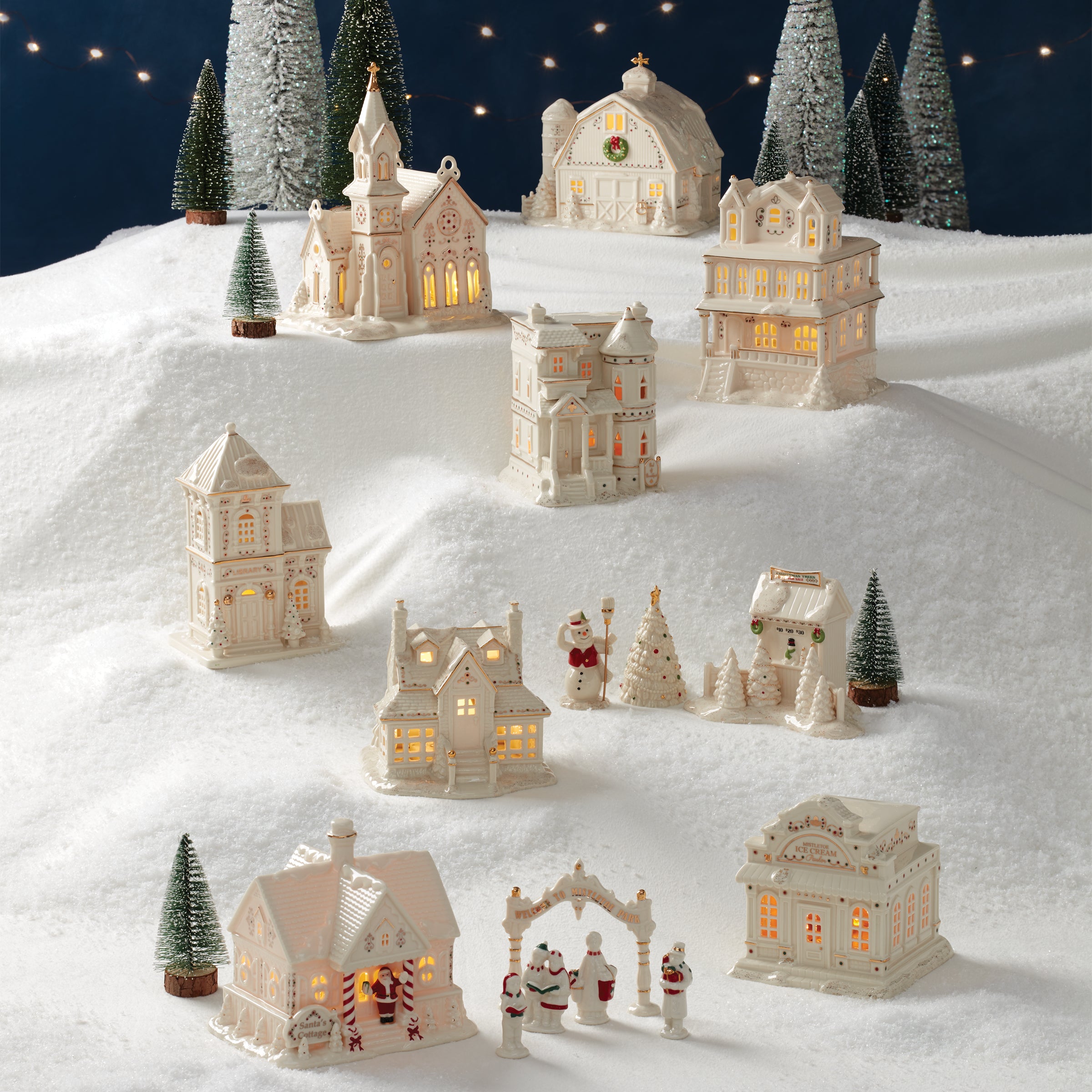 Victorian House Mistletoe Park LED Lit Figurine - Christmas Decoration for Home, Tabletop, and Holiday Display
