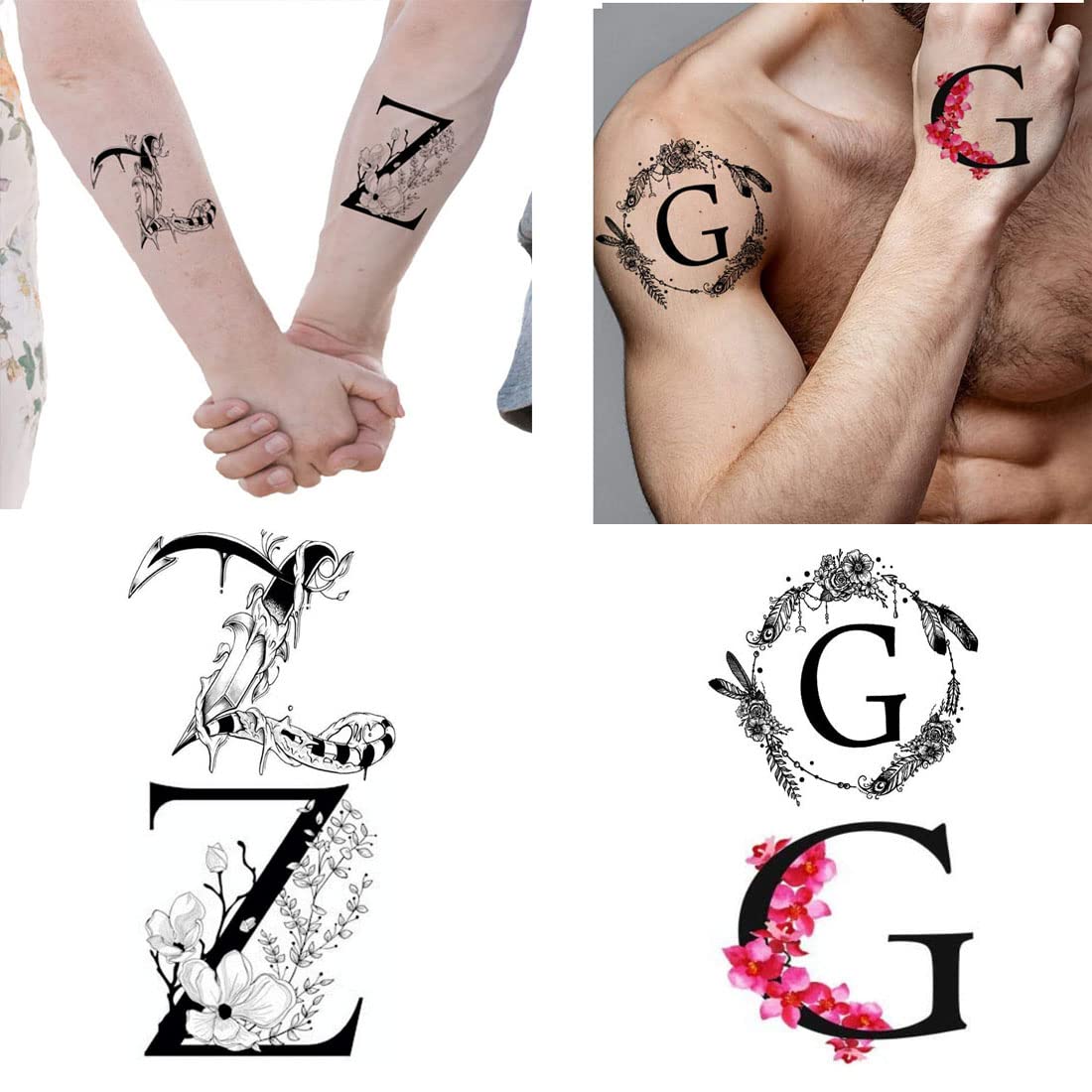 Waterproof Temporary Letter T Tattoo for Boys & Girls - Pack of 2 | Fake Body Art for Parties, Halloween & Costume Events