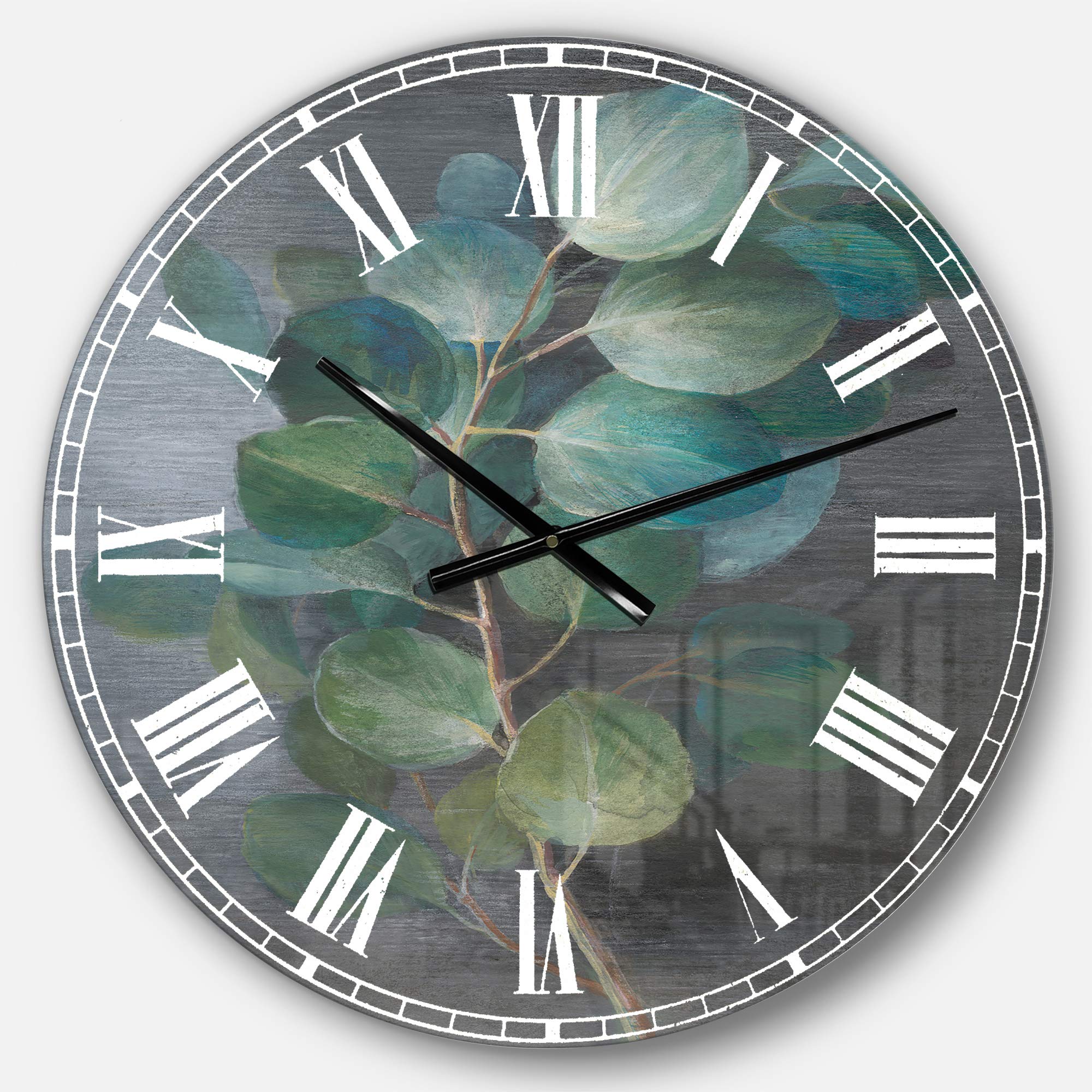 Designart Fresh Leaves I Farmhouse Round Wall Clock - Metal Decorative Wall Art for Home, Living Room, Bedroom & Office | Perfect for Rustic, Modern & Vintage Interior Decor