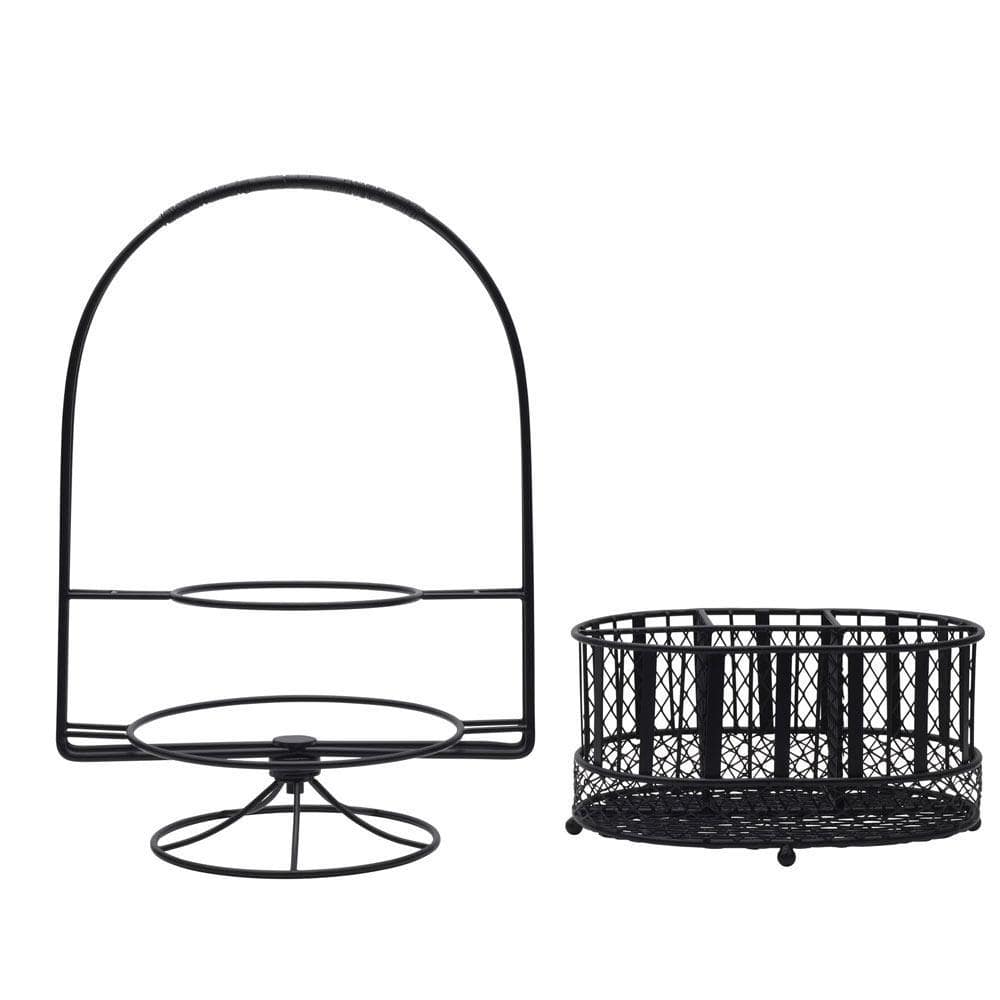 Rotating Band & Stripe Buffet Storage Caddy - Perfect for Kitchen, Dining Room, and Party Hostess Organization