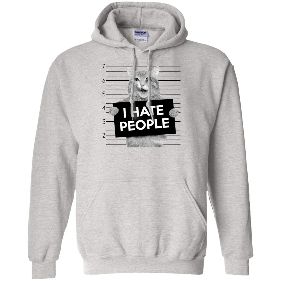 Funny Cat Hoodie for Cat Lovers - 'I Hate People' Humorous Animal Sweatshirt Gift | Perfect for Casual Wear, Cat Parties & Pet Owner Gifts