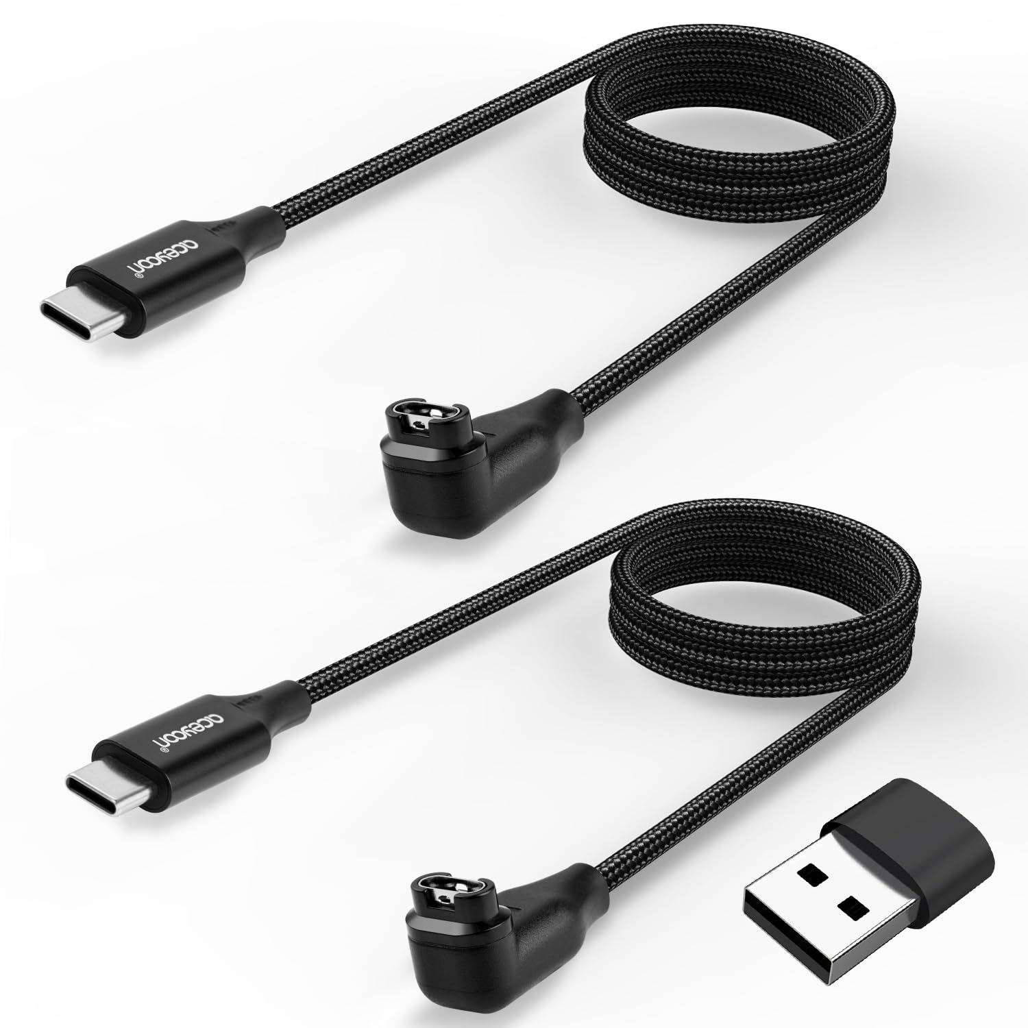 2 Pack USB C Charging Cable for Garmin Watch (1.6FT + 3FT) - Compatible with Vivoactive 5/4/3, Fenix 7/6/5/S/X, Forerunner 945/45/45S, Vivomove, Venu 3/2/Sq - Fast Charging Cord for Fitness Tracking & Outdoor Activities